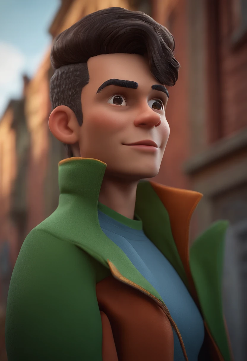 Personagem de desenho animado de um homem ao redor dos 20 anos, brasileiro, Short hair with a gradient topknot on the sides, roupa esportiva de inverno, um personagem animado, Caractere estilizado, animation style rendering, 3D estilizado, Arnold Maya render, 3 d render stylized, toon render keyshot, Personagem 3D, Personagem 3D, 3d rendering stylized, 3 d character render, personagem de desenho animado, Personagem de close up, Pose de personagem, (Estilo Pixar) (master part:1.2) (Bokeh) (melhor qualidade) (pele detalhada) (textura detalhada) (8k) (argila) (Cinematic lighting) (paisagem montanhosa com neve), ( Rodri Hernandez, victor maristane, andres rios, Jose Miguel Romano Francisca, mateus 9 5 , Eloy Morales, Alex, Khyzyl Saleem, Joel Torres)