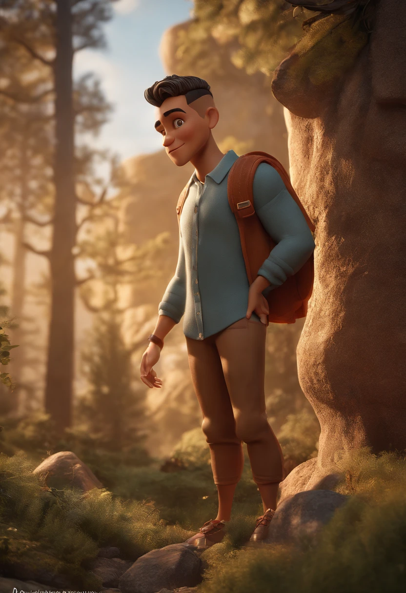 Personagem de desenho animado de um homem ao redor dos 20 anos, brasileiro, Short hair with a gradient topknot on the sides, roupa esportiva de inverno, um personagem animado, Caractere estilizado, animation style rendering, 3D estilizado, Arnold Maya render, 3 d render stylized, toon render keyshot, Personagem 3D, Personagem 3D, 3d rendering stylized, 3 d character render, personagem de desenho animado, Personagem de close up, Pose de personagem, (Estilo Pixar) (master part:1.2) (Bokeh) (melhor qualidade) (pele detalhada) (textura detalhada) (8k) (argila) (Cinematic lighting) (paisagem montanhosa com neve), ( Rodri Hernandez, victor maristane, andres rios, Jose Miguel Romano Francisca, mateus 9 5 , Eloy Morales, Alex, Khyzyl Saleem, Joel Torres)