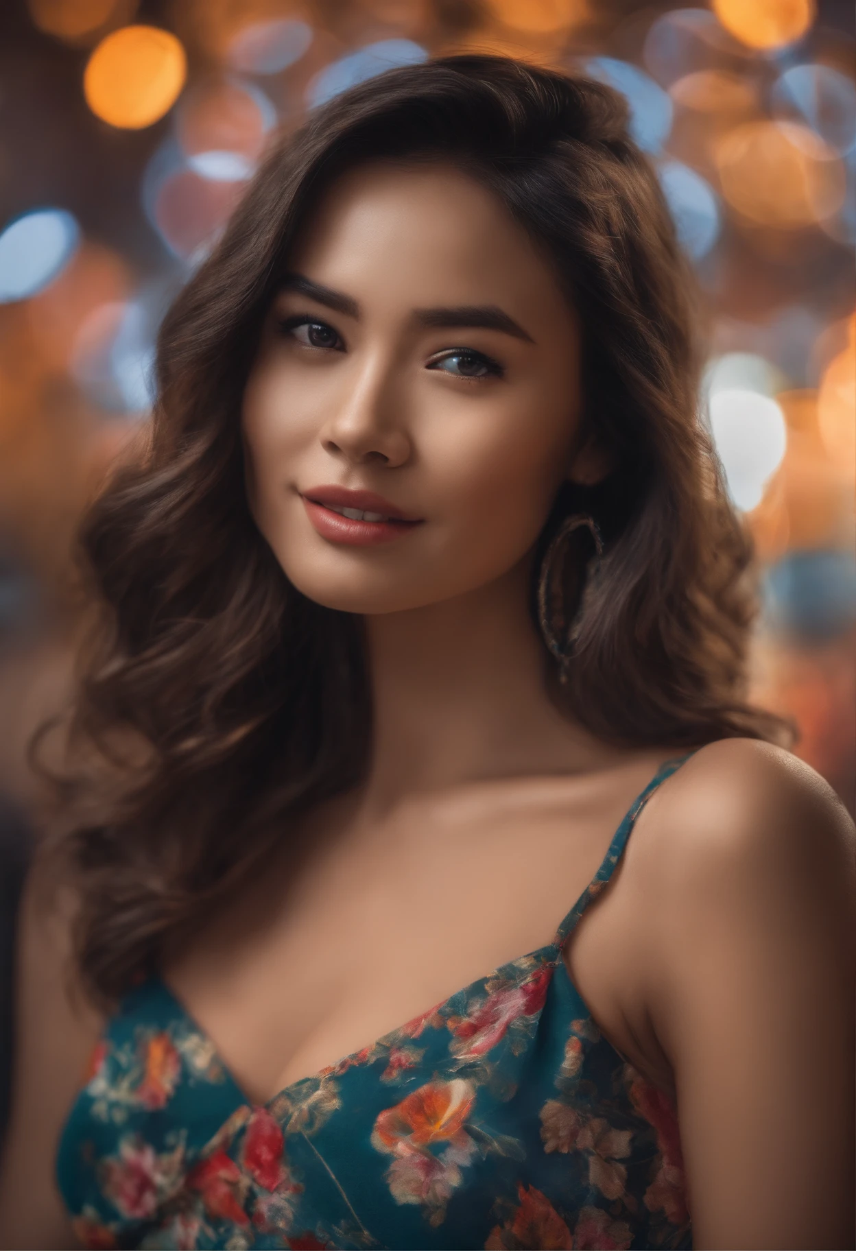 (best quality, 8k, 32k, masterpiece:1.2), UHD, ultra-detailed, realistic, HDR, studio lighting, physically-based rendering, extreme detail description, professional, vivid colors, bokeh [,] 3 attractive woman [,] [,] wearing lingerie [,] [,] smiling [,] looking at camera [,] eye contact [,] Create digital artwork in the Pop Art style, Featuring a vibrant and confident Asian, street fashion, Movie color scheme, Surrounded by vintage flower motifs, Vibrant brushstrokes, Emotions should be dynamic, Upper body, Drawing, illustration, escala cinza, tropical, Many flowers,