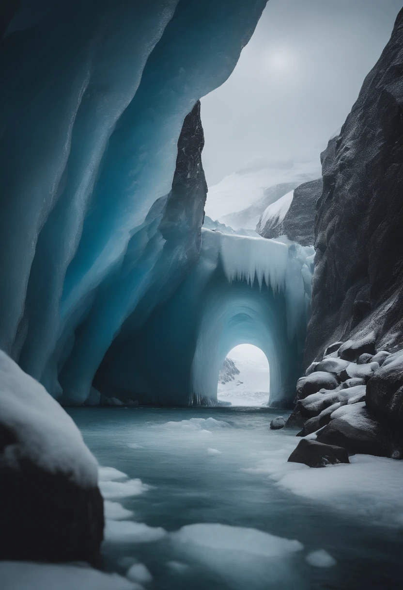 Antarctic continent、a paradise、Huge ice wall、Plants、tunnel、