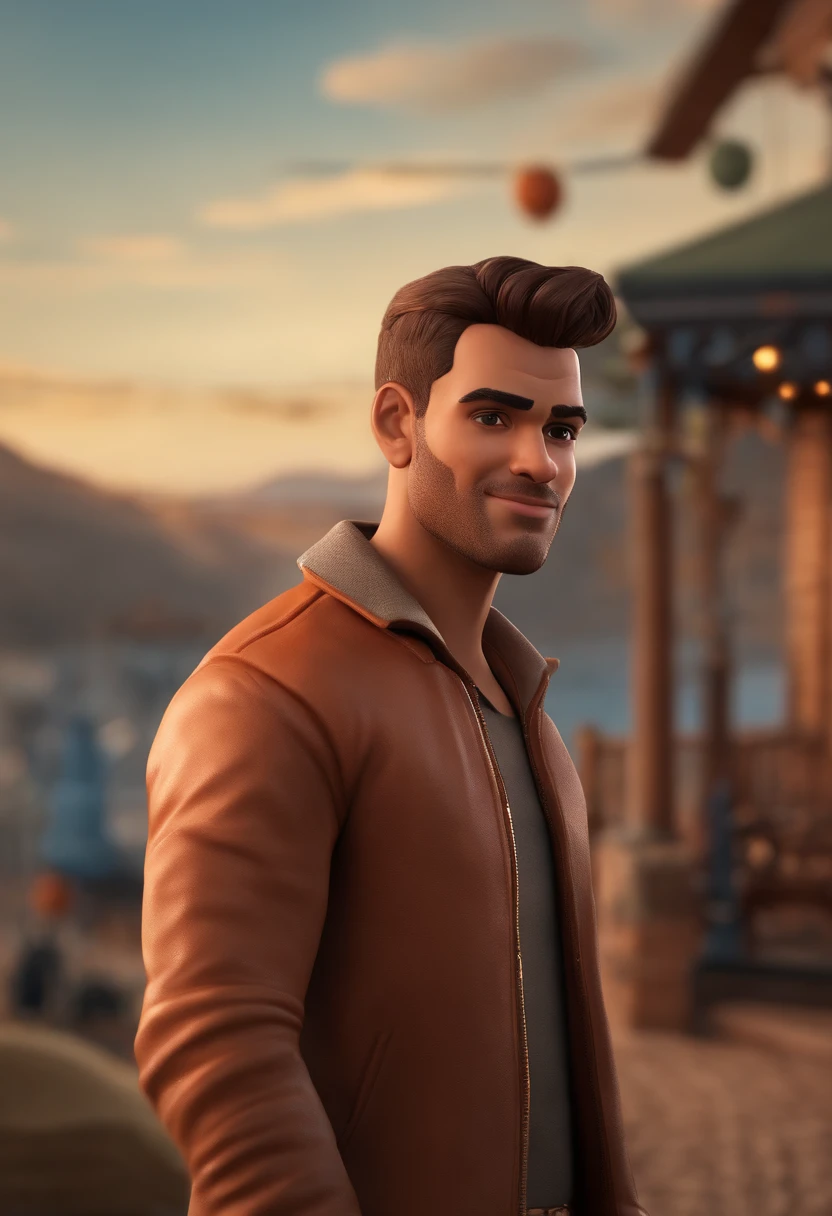 Personagem de desenho animado de um homem ao redor dos 20 anos, brasileiro, pele morena, Short hair with a gradient topknot on the sides, roupa esportiva de inverno, um personagem animado, Caractere estilizado, animation style rendering, 3D estilizado, Arnold Maya render, 3 d render stylized, toon render keyshot, Personagem 3D, Personagem 3D, 3d rendering stylized, 3 d character render, personagem de desenho animado, Personagem de close up, Pose de personagem, (Estilo Pixar) (master part:1.2) (Bokeh) (melhor qualidade) (pele detalhada) (textura detalhada) (8k) (argila) (Cinematic lighting) (paisagem montanhosa com neve), ( Rodri Hernandez, victor maristane, andres rios, Jose Miguel Romano Francisca, mateus 9 5 , Eloy Morales, Alex, Khyzyl Saleem, Joel Torres)