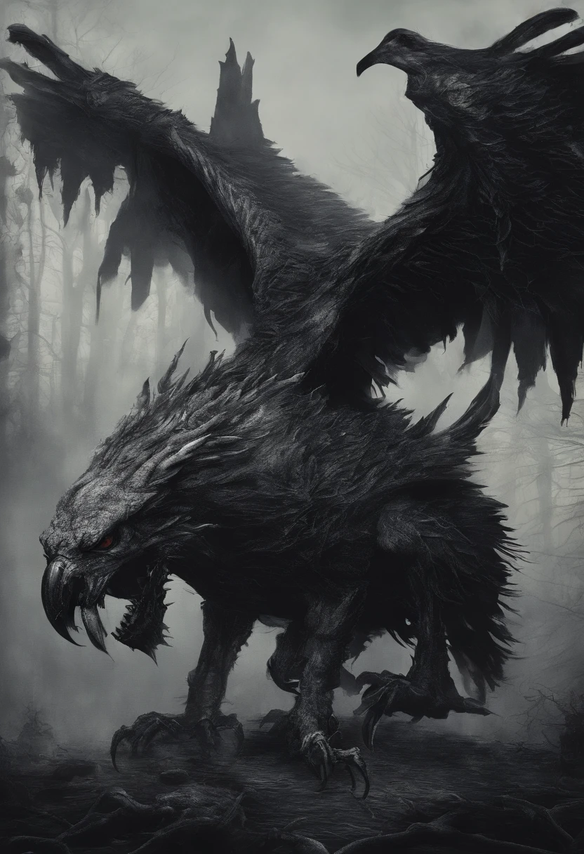 Gryphon,Flesh and blood are hideous,The massive body is accompanied by human arms、paper lanterns、tar、bones, etc,Sharp teeth and claws