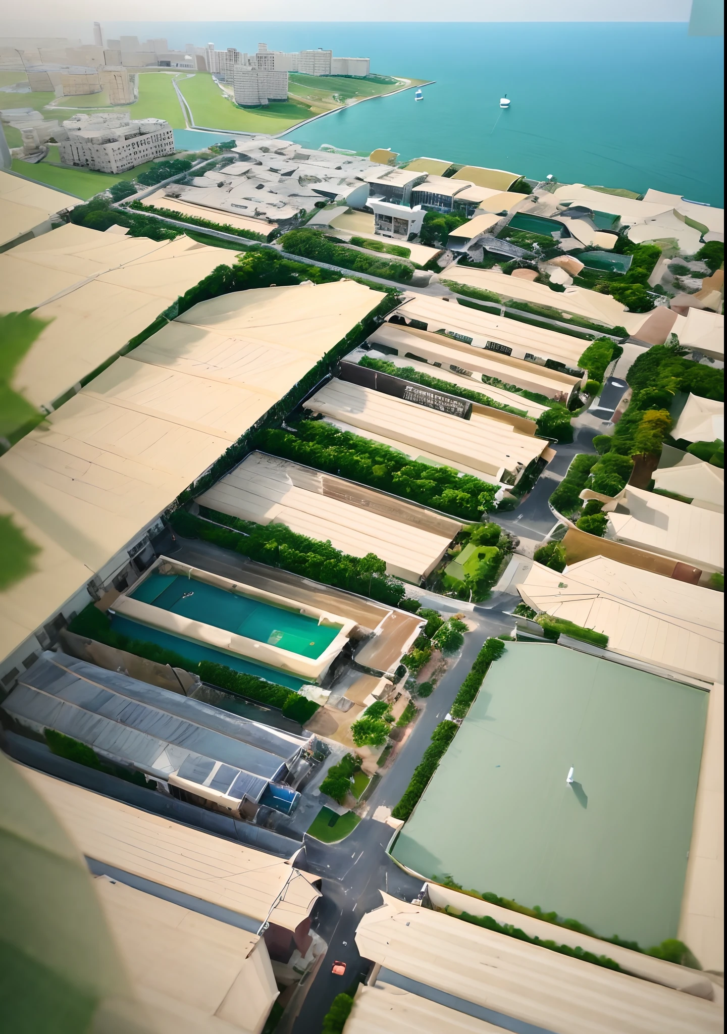 There is a painting，The picture shows a large wooded park, aerial illustration, Bird's eye view, bird's eyes view, bird's eyes view, bird's eyes view, high quality image”, aerial shot, bird's eyes view, bird's eyes view, softair center landscape, aerial perspective, Close portrait, A digital rendering, rendering, ariel view