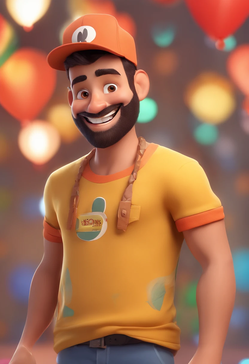 Smiling Man Illustration, com terno, sorriso insano, Homem de pele marrom com um sorriso gigante, happily smiling at the camera, sorriso atrevido, he's smiling, sorriso muito grande, Macho sorridente, foto de perfil headshot, rindo sorriso enorme, desenhando no estilo de Arte 3D, c4d, fundo de cor branco puro, estilo disney, estilo pixar render ilustracao Super Detalhe, 8k