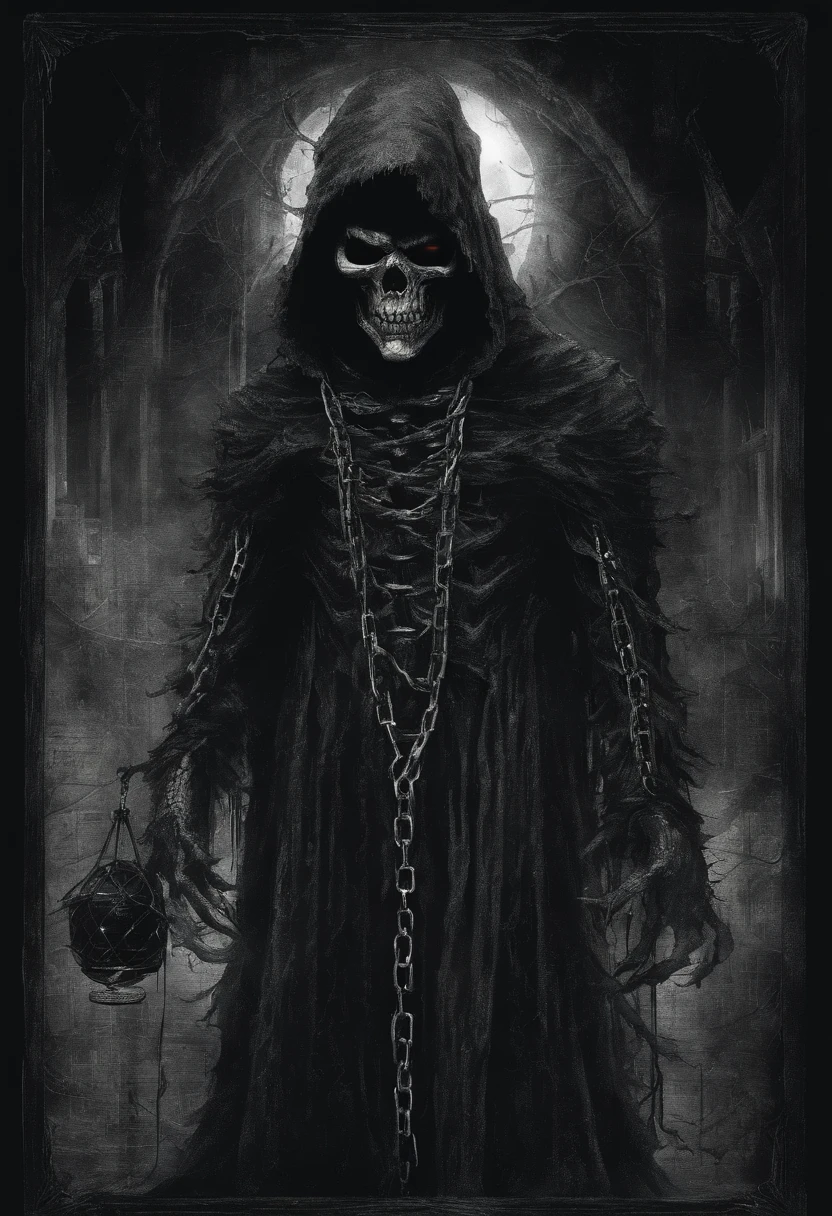 Transparent humanoid monsters,He was wearing a pitch-black cloak,Wrapped in chains,There is a lantern hanging from the chain,Glows a yellowish light