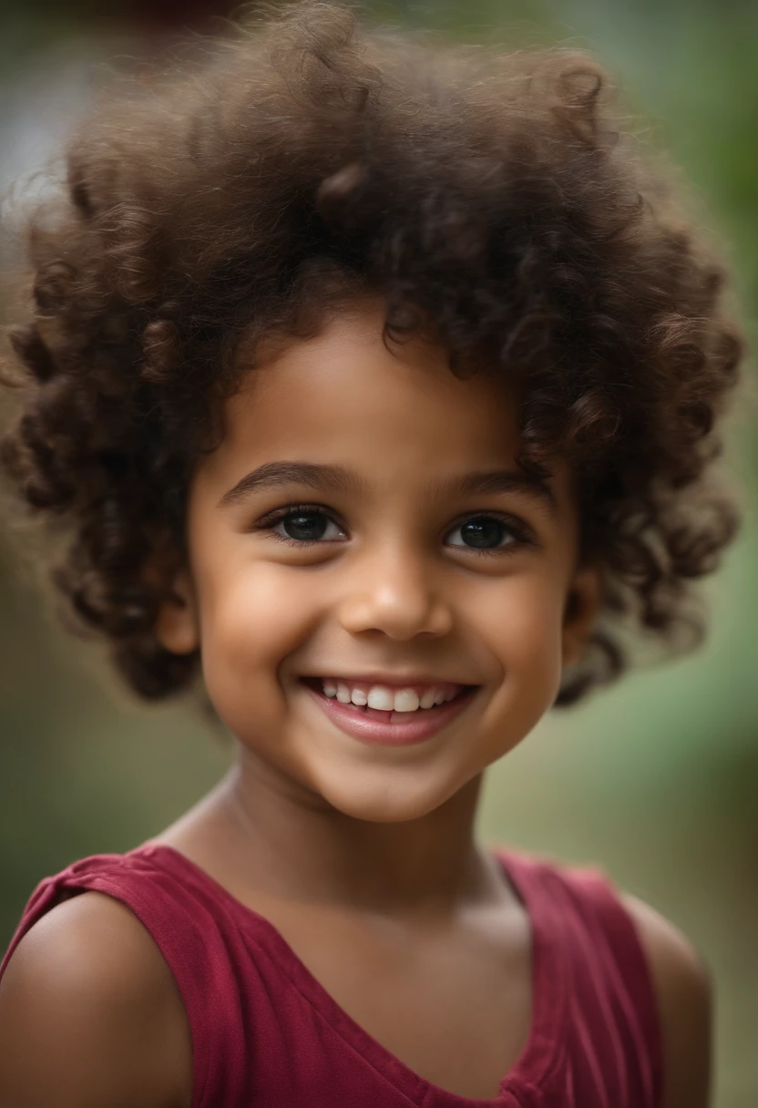 5--old l, Brazilian, con canal de pelo negro, cabello negro y mediano, hermosos ojos, Sonriente, fondo detallado, 5 year olirl.