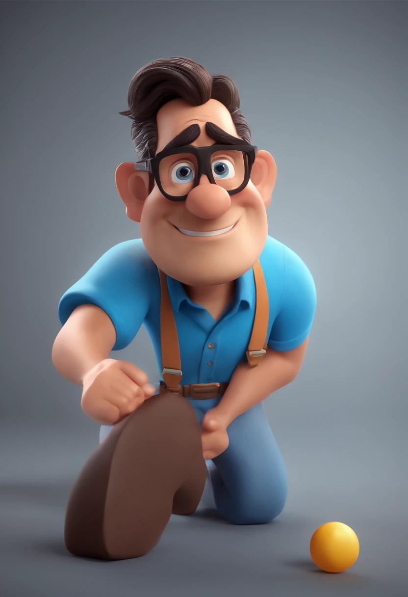 Cartoon character of a man with black glasses and a blue shirt, animation character, Caractere estilizado, animation style rendering, 3D estilizado, Arnold Maya render, 3 d render stylized, toon render keyshot, Personagem 3D, Personagem 3D, 3d rendering stylized, 3 d character render, personagem de desenho animado, Personagem de close up, Pose de personagem,  (Estilo Pixar) (master part:1.2) (Bokeh) (best quality) (pele detalhada) (textura detalhada) (8k) (argila) (Cinematic lighting) (foco nítido