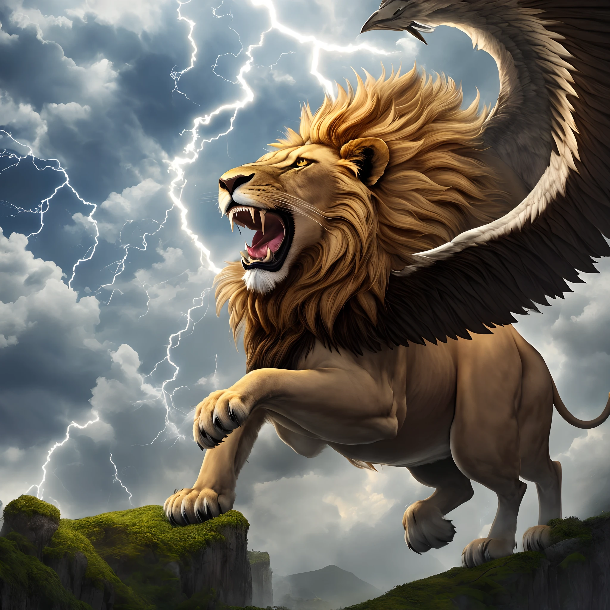 the Lion Utopian a cool Big claws Big body Big fangs large plumage tosen Intimidating chimera lightning
One horse Strongest befall wang