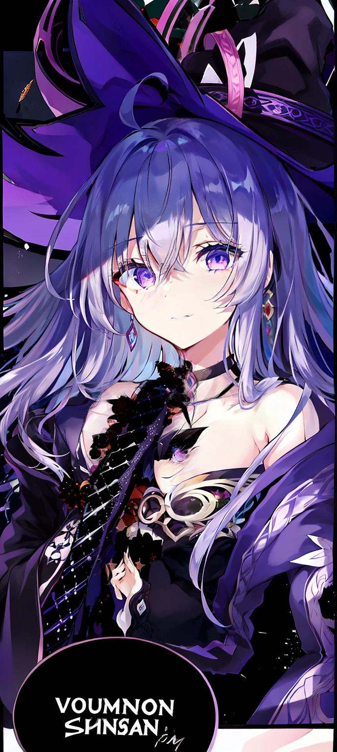 a picture of a woman with long purple hair and a black dress, gothic maiden anime girl, nightcore, ((a beautiful fantasy empress)), portrait gapmoe yandere grimdark, gapmoe yandere grimdark, anime style like fate/stay night, shadowverse style, /!\ the sorceress, princess of darkness, with vivid purple eyes