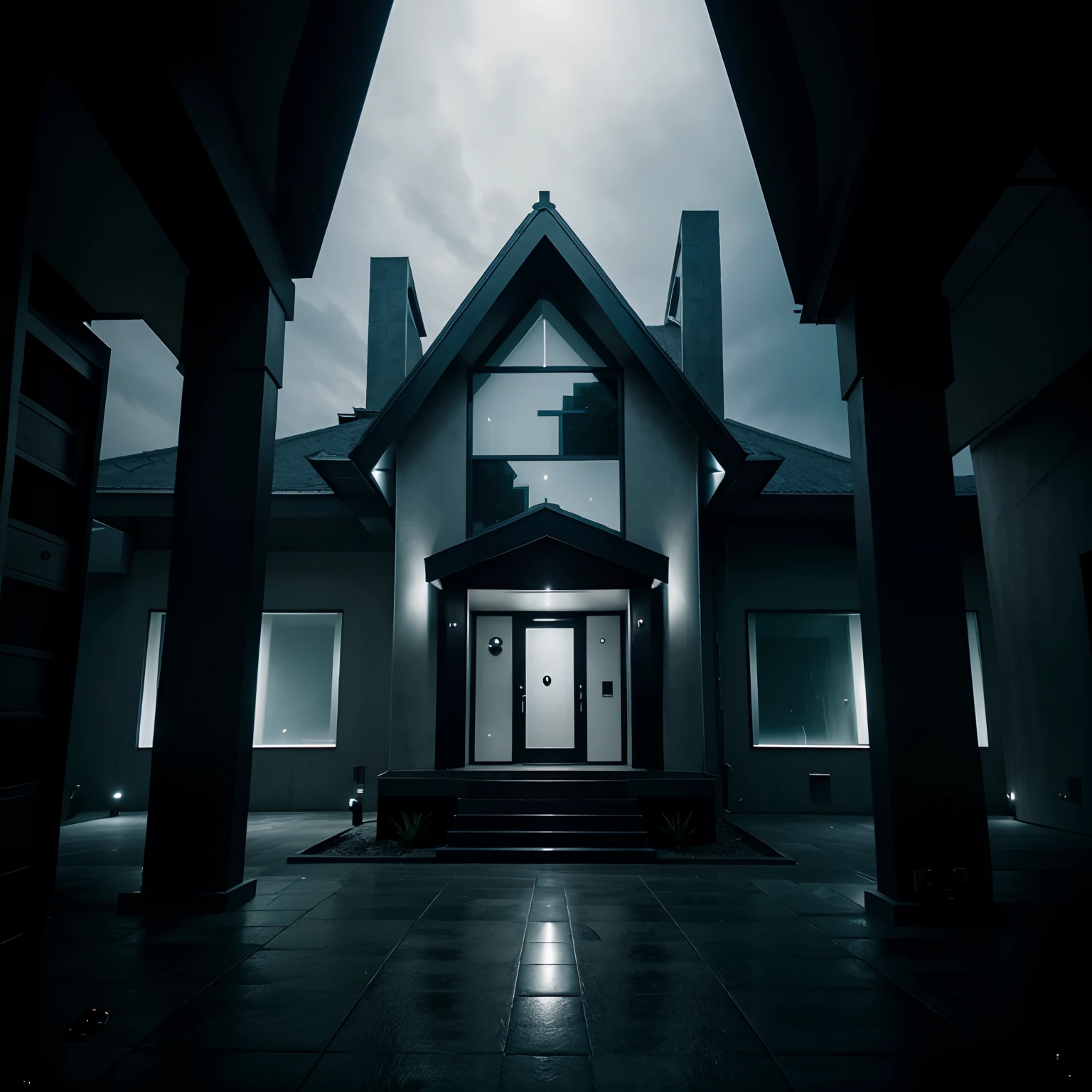 Dark futuristic house