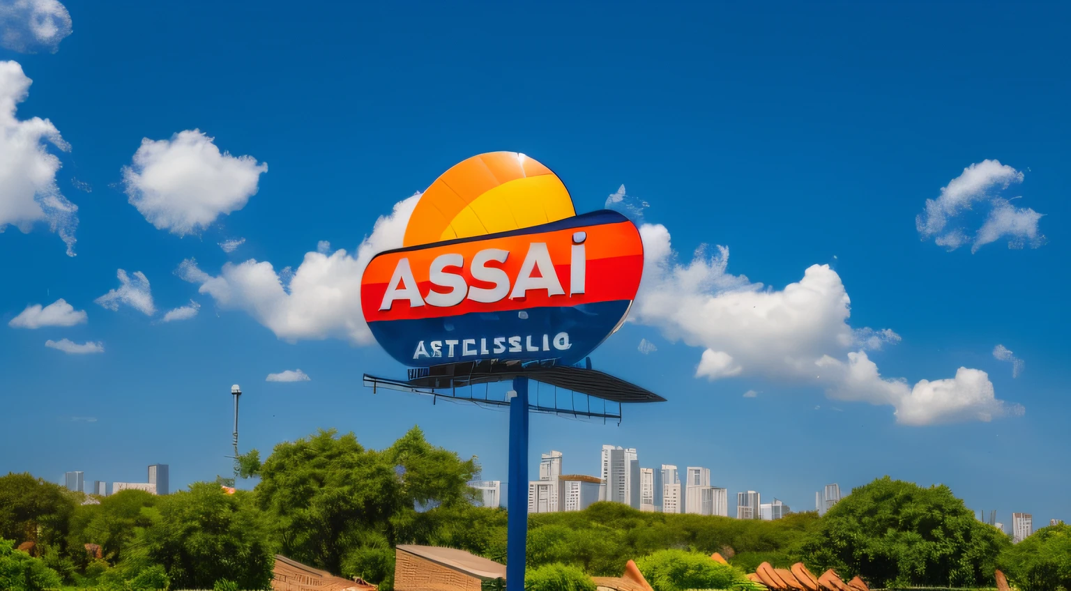 Assaí Wholesaler Plate, Against the backdrop of an urban area of a big city.