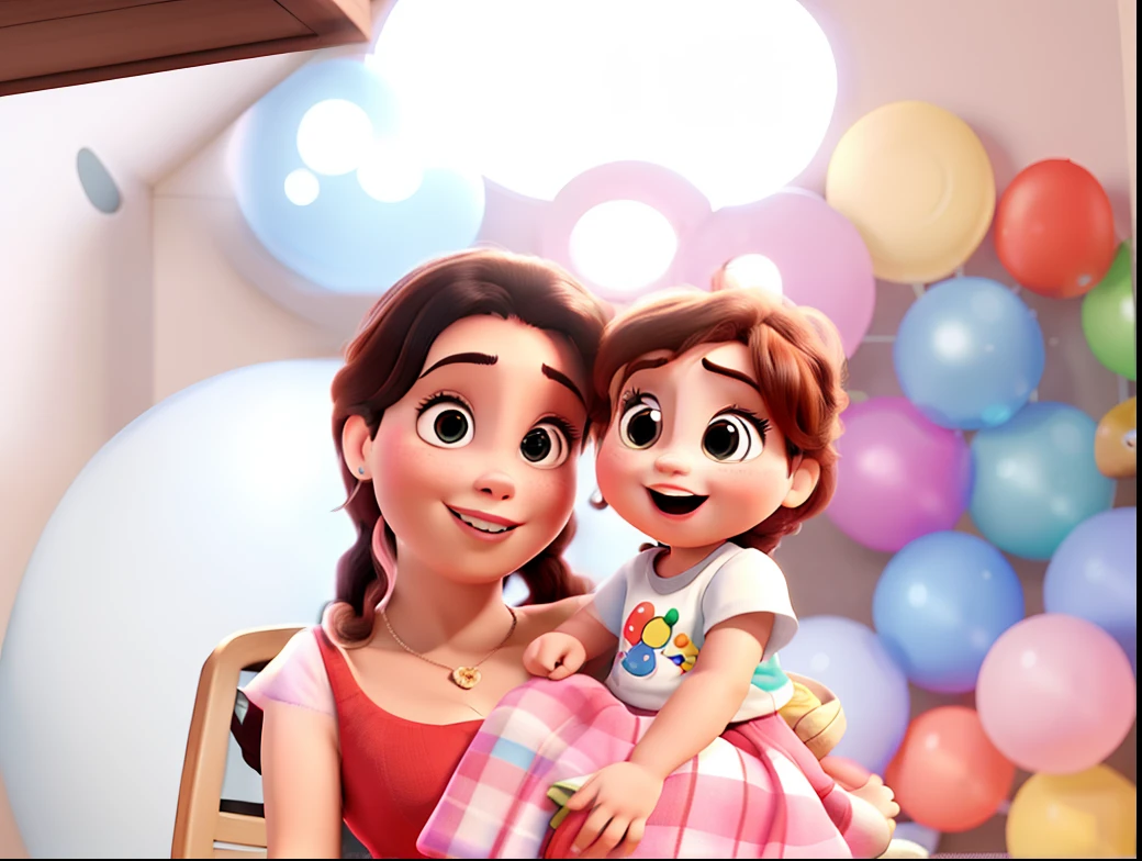 A mother and her baby Disney Pixar style, alta qualidade, melhor qualidade