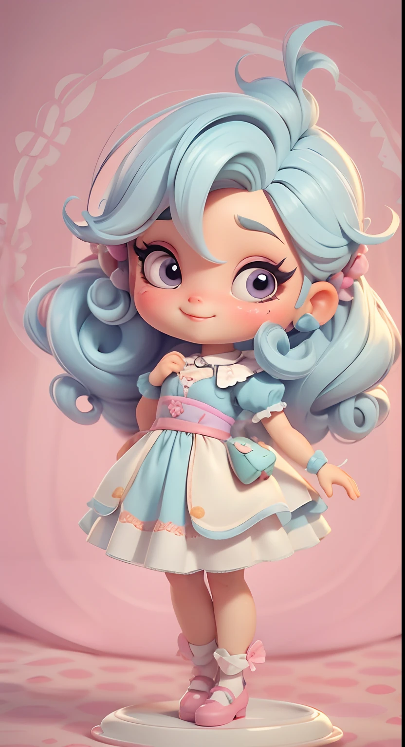 Crie uma roupa de boneca estilo chibi com um tema de chef confeiteiro bonito., Each piece has a lot of detail and 8K resolution.. All dolls must follow the same and complete stable background pattern in the image., programa (corpo inteiro, incluindo pernas: 1.5)
Boneca Doce: Chame-a de Bella.. Ela deve ter muito tempo, cabelos cacheados em tons pastel., Empate em duas marias-chiquinhas. Seus olhos devem ser grandes e brilhantes., It has long eyelashes and rosy cheeks.. Bella deve se vestir com um vestido de pastelaria., With a cupcake pattern apron and a full-length skirt.. She had to wear a chef's hat and have a bag of candy in her hand., enquanto no outro, Ela segura um prato de cupcakes decorativos.. Don't forget the details of the cupcakes., With colorful toppings and charming décor., Nice shoes
Don't forget to add shadows., Textura e detalhe no cabelo, Clothes, Each doll's baking equipment and candy, To make them cuter and more charming..