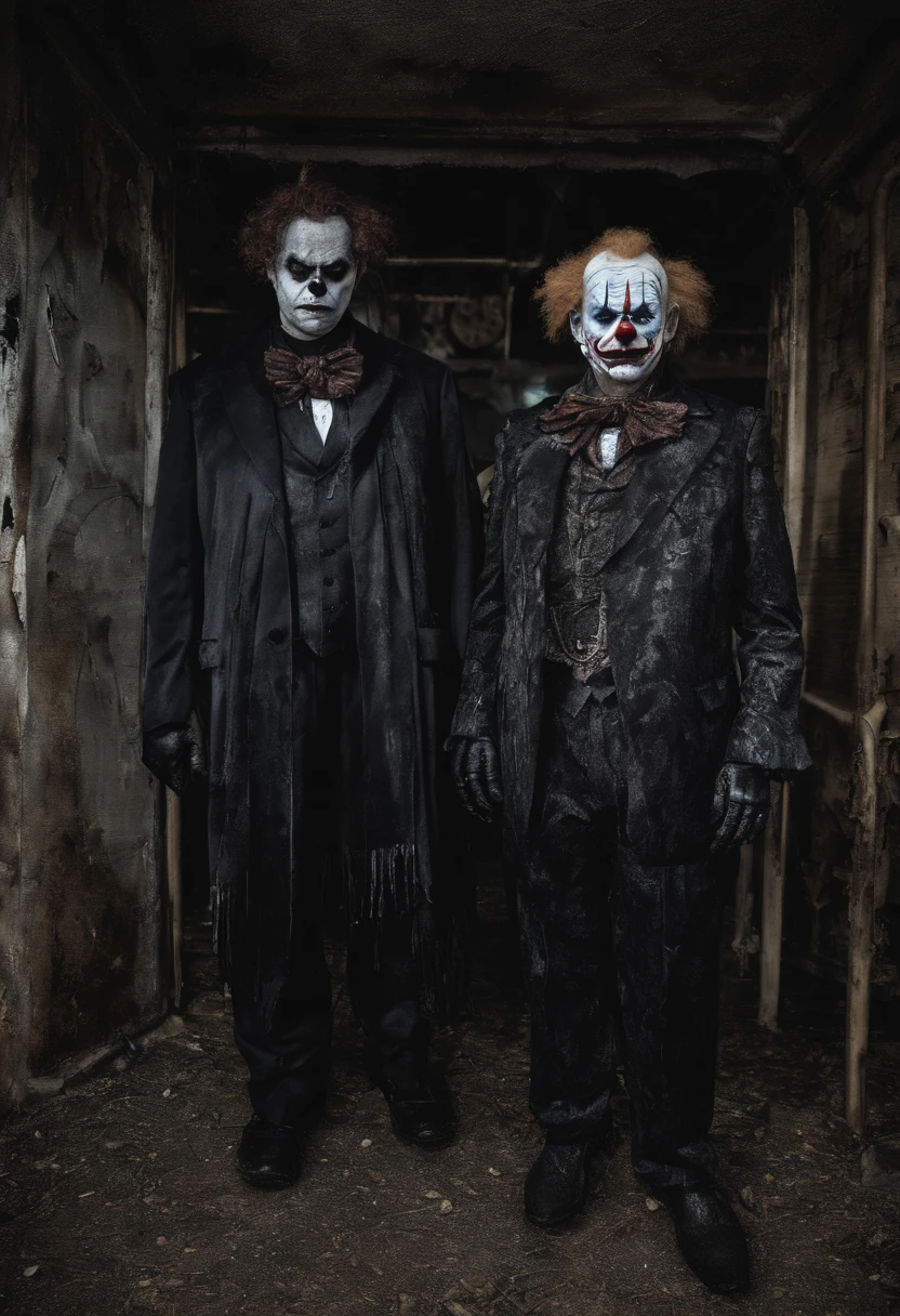 Clowns lurking in an abandoned amusement park