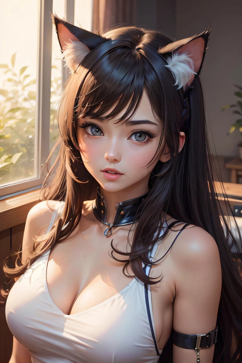 Cat ears、full bodyesbian、realisitic