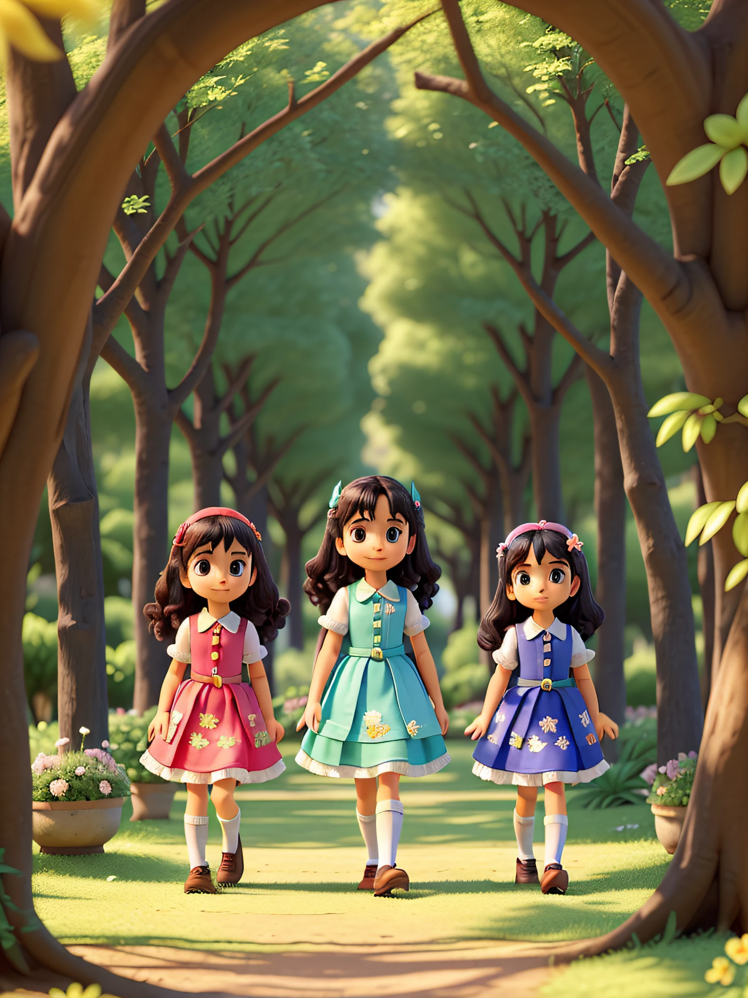 eyesight, (three tas: 2) Stable diffusion is the best image quality, Morning sunshine, Spring scenery, orvalho e flores, cabelo voador, Vivendo em uma terra de sonhos de cogumelos e contos de fadas, Viajando, Executando, e rindo. caminho da floresta