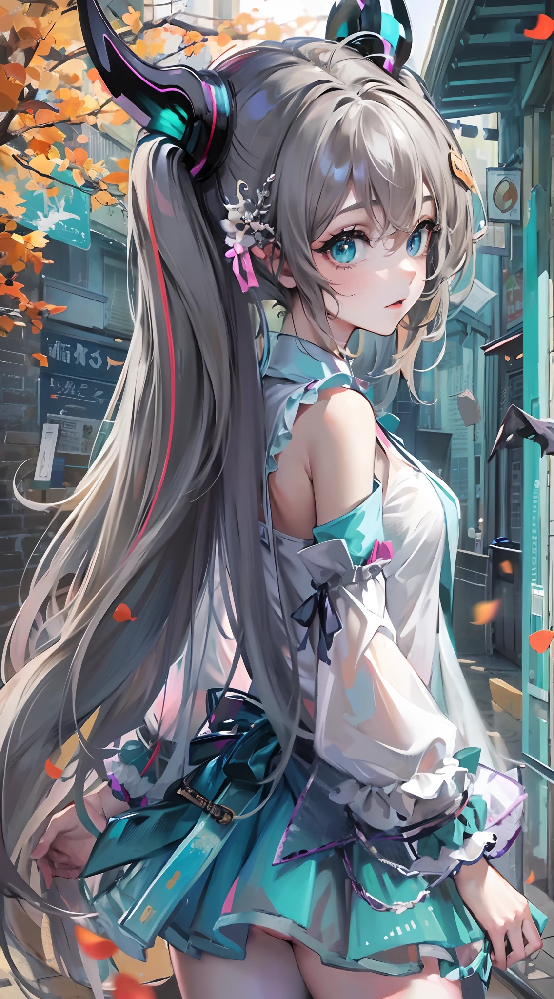 Absurdres masterpiece HDR high quality picture of Hatsune Miku, very girl 14 years ailed face, simple hair design , beautiful face, hands on waist and hands are hiding in her hair and clothes , very long hair, ((random hair style:1 )) , anime eyes, light skin ,
Halloween Festival outfit , succubus outfit, detailed hair ornaments , Halloween town background, masterpiece scenery