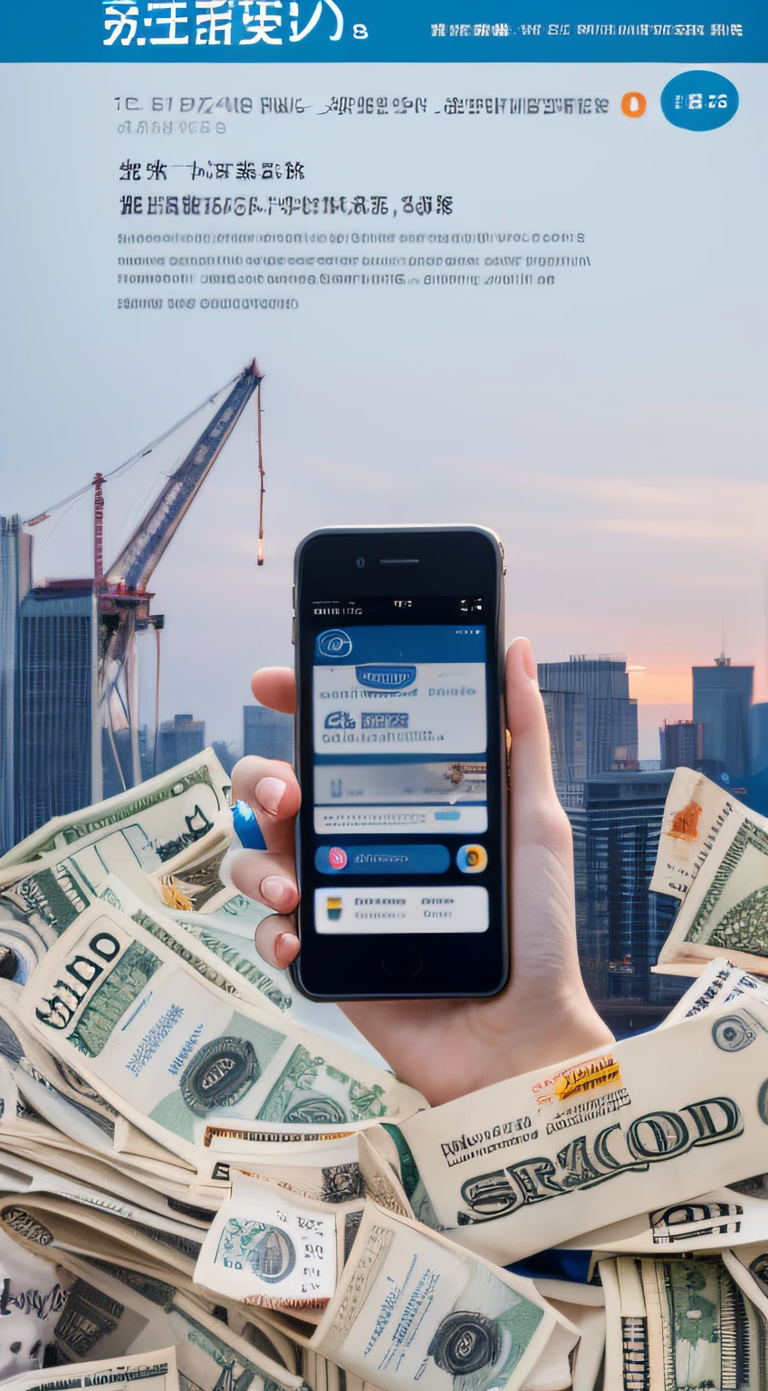 poster for，Two phones,Banknotes poured out of a mobile phone,A hand came out of the phone,Hands reach for money