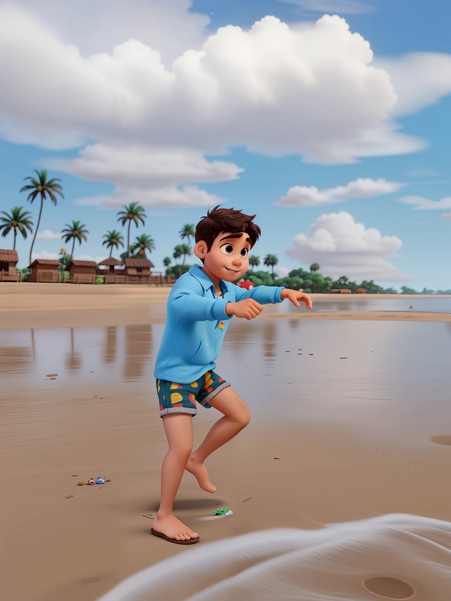 Pai com seus dois filhos estilo pixar, alta qualidade, melhor qualidade