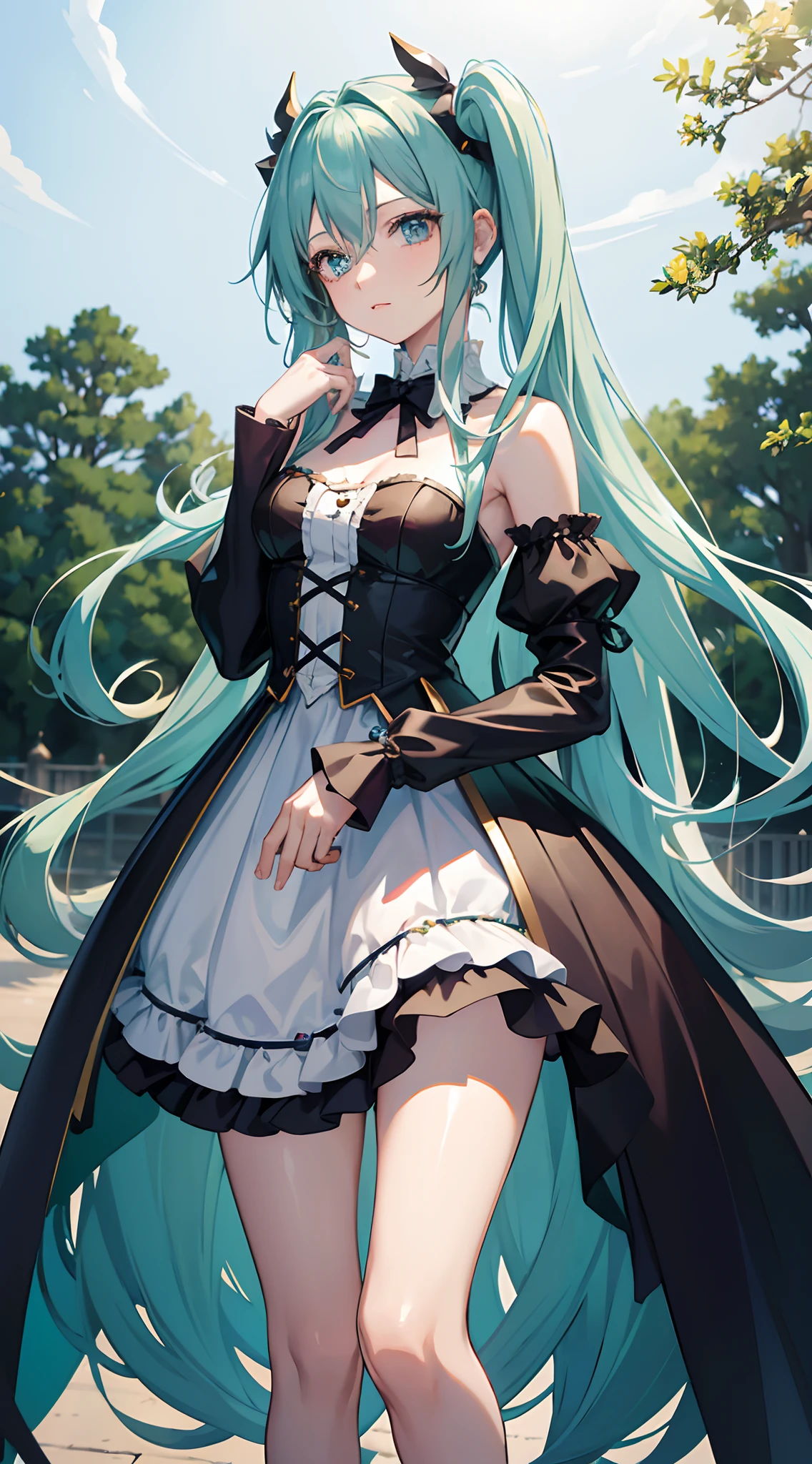 Absurdres masterpiece HDR high quality picture of Hatsune Miku, very girl 14 years ailed face, simple hair design , beautiful face, hands on waist and hands are hiding in her hair and clothes , very long hair, ((random hair style:1 )) , anime eyes, light skin ,
Halloween Festival outfit , succubus outfit, detailed hair ornaments , Halloween town background, masterpiece scenery