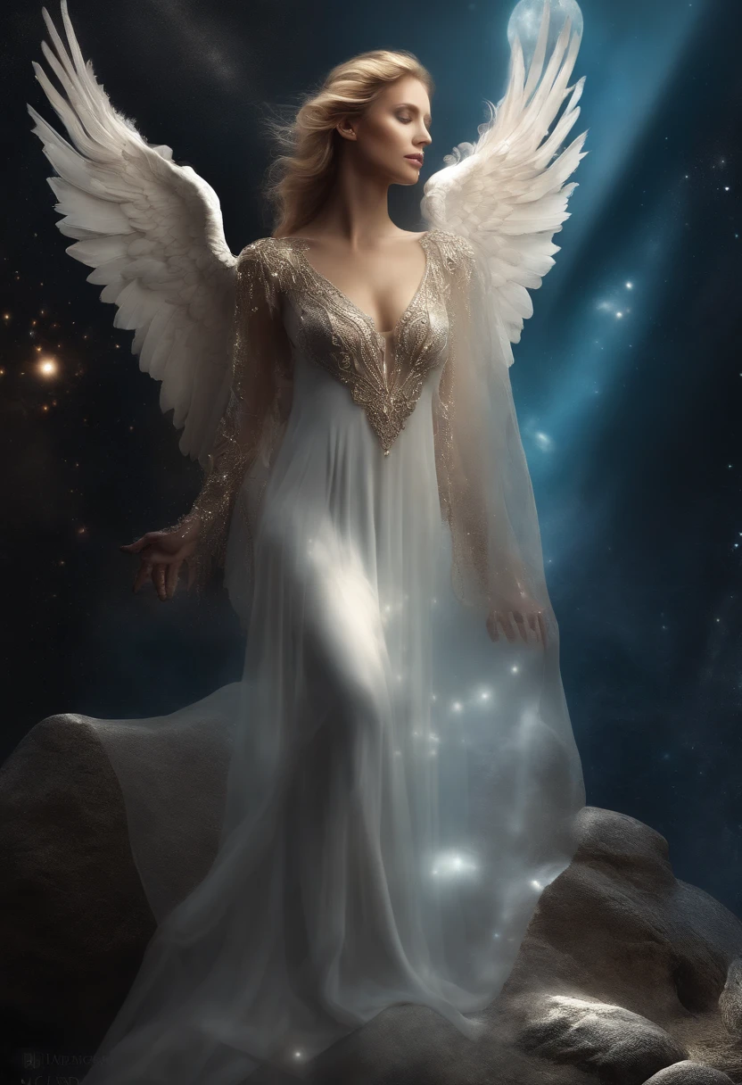 cosmic fallen angel, olhos claros brilhantes, Biomechanicals, estranho, assustador, Pesadelo, cores muito brilhantes, light particles, com luz brilhante, Mshiv, Arte do papel de parede, Papel de parede UHD