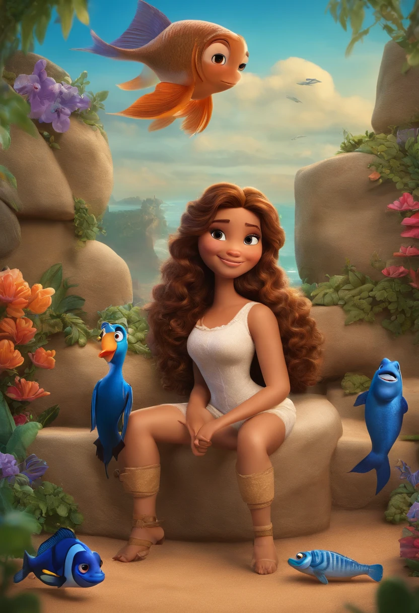 There are two people standing in front of a fish themed cake, 1614572159, pano de fundo, marido esposa e filho, Happy family, blue themed, Directed by: Carla Wyzgala, Alex Yanes, Directed by: Robbie Trevino, by Amelia Peláez, imagem de perfile no fundo com o nome Disney Pixar