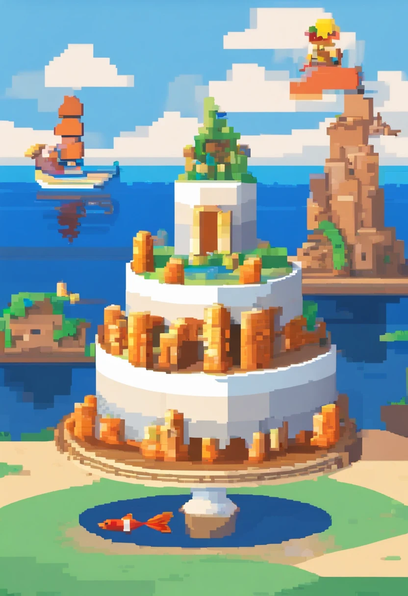 There are two people standing in front of a fish themed cake, 1614572159, pano de fundo, marido esposa e filho, Happy family, blue themed, Directed by: Carla Wyzgala, Alex Yanes, Directed by: Robbie Trevino, by Amelia Peláez, imagem de perfile no fundo com o nome Disney Pixar