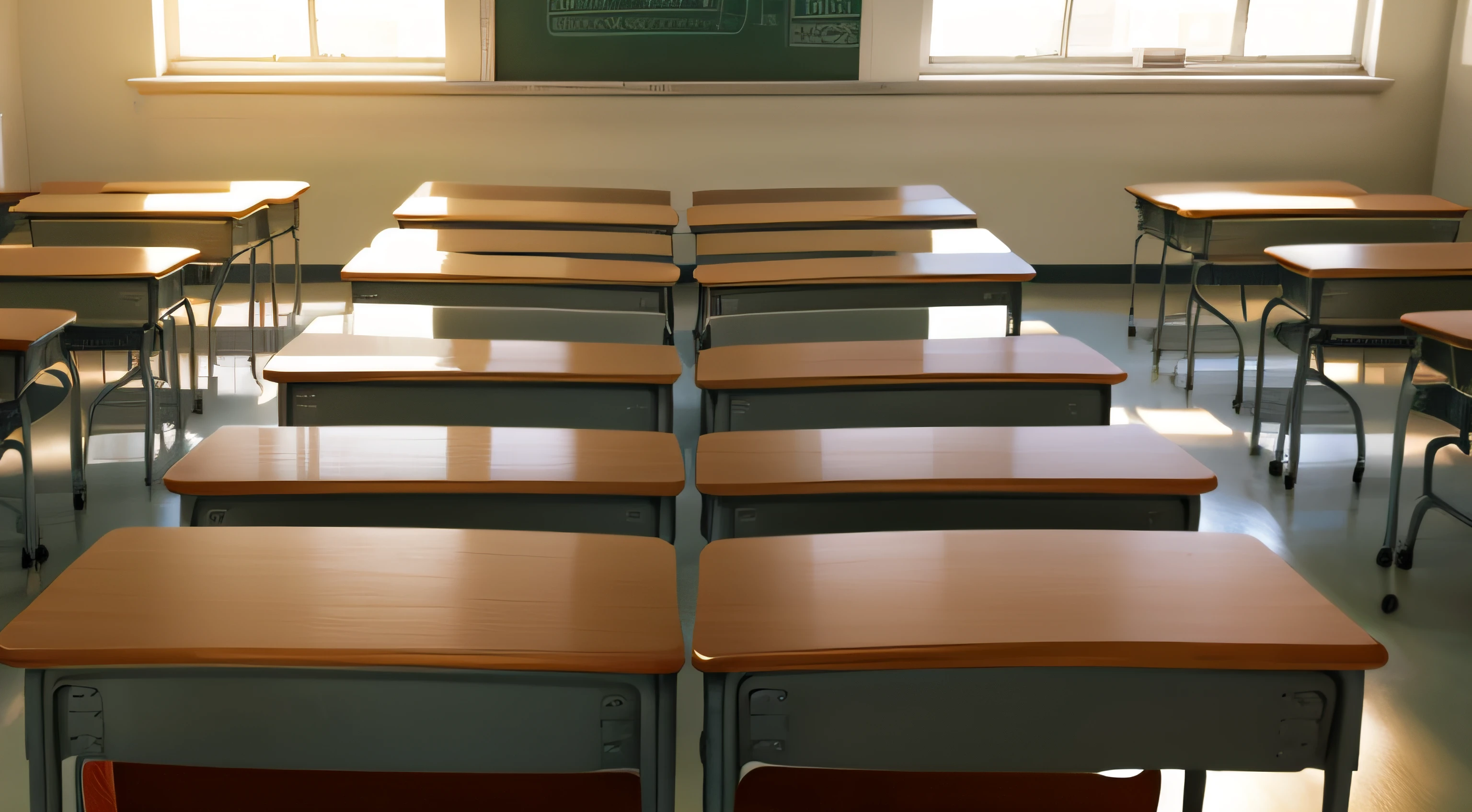 Rows of desks in school classes
