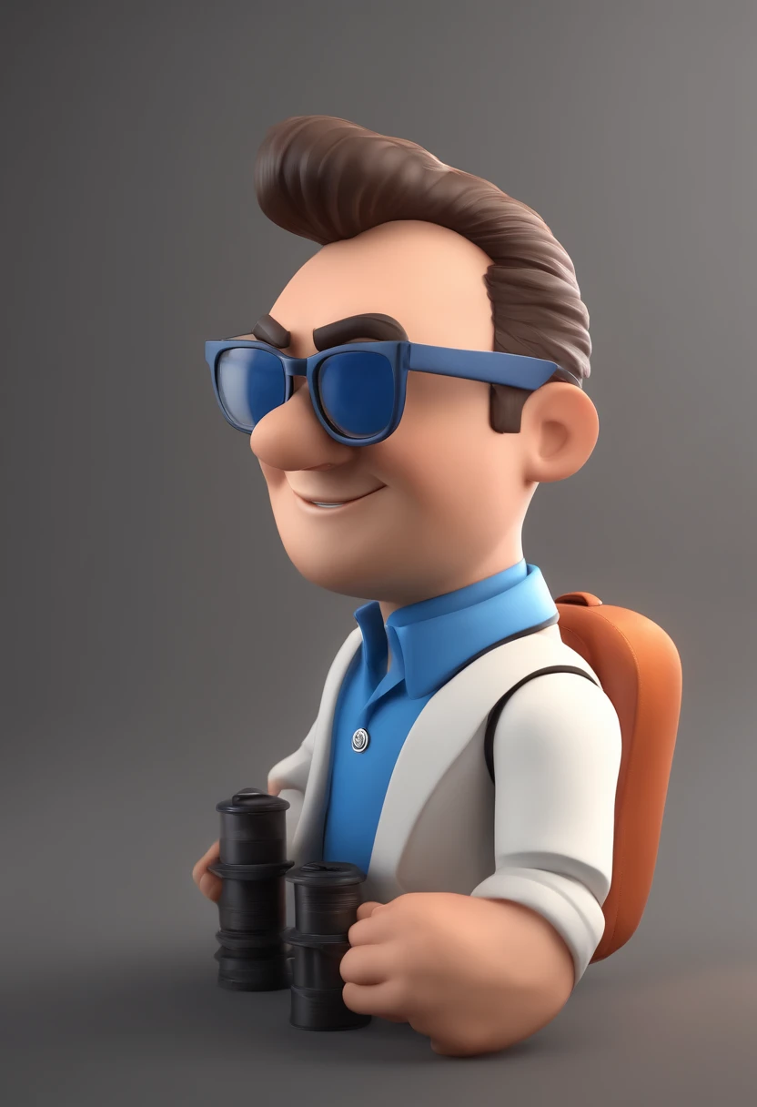Cartoon character of a man with black glasses and a blue shirt, animation character, Caractere estilizado, animation style rendering, 3D estilizado, Arnold Maya render, 3 d render stylized, toon render keyshot, Personagem 3D, Personagem 3D, 3d rendering stylized, 3 d character render, personagem de desenho animado, Personagem de close up, Pose de personagem, (Estilo Pixar) (master part:1.2) (Bokeh) (best quality) (pele detalhada) (textura detalhada) (8k) (argila) (Cinematic lighting) (foco nítido