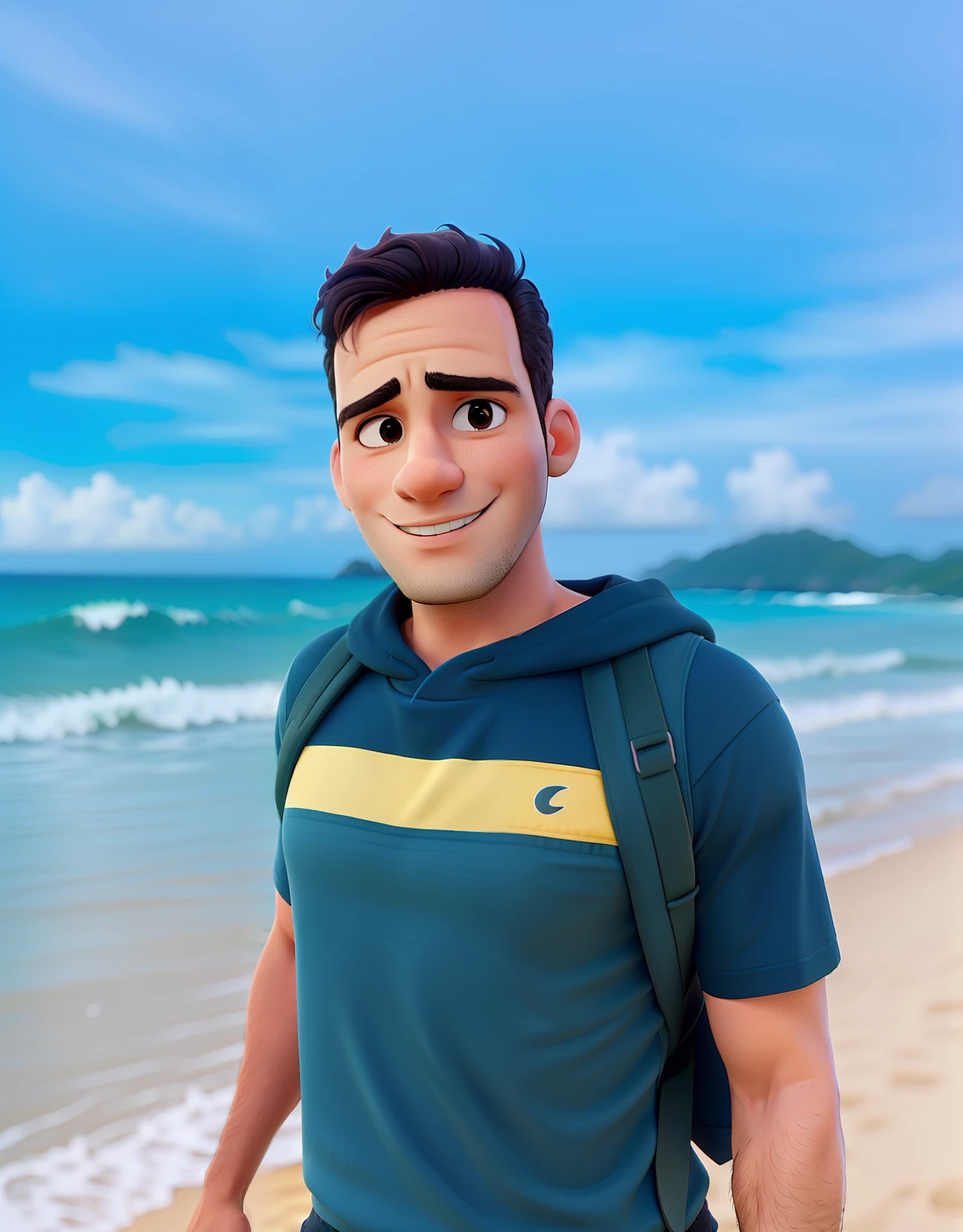 Um homem na praia durante o dia