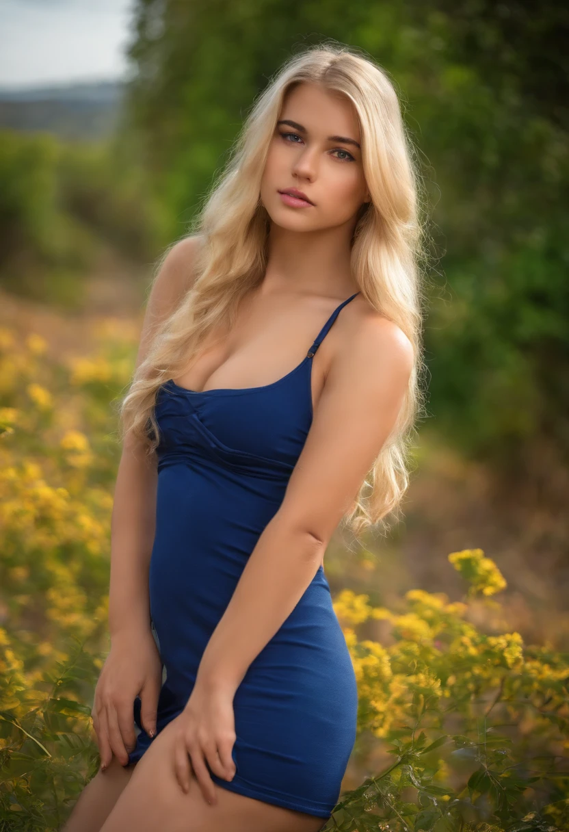 Girl blonde with four legs