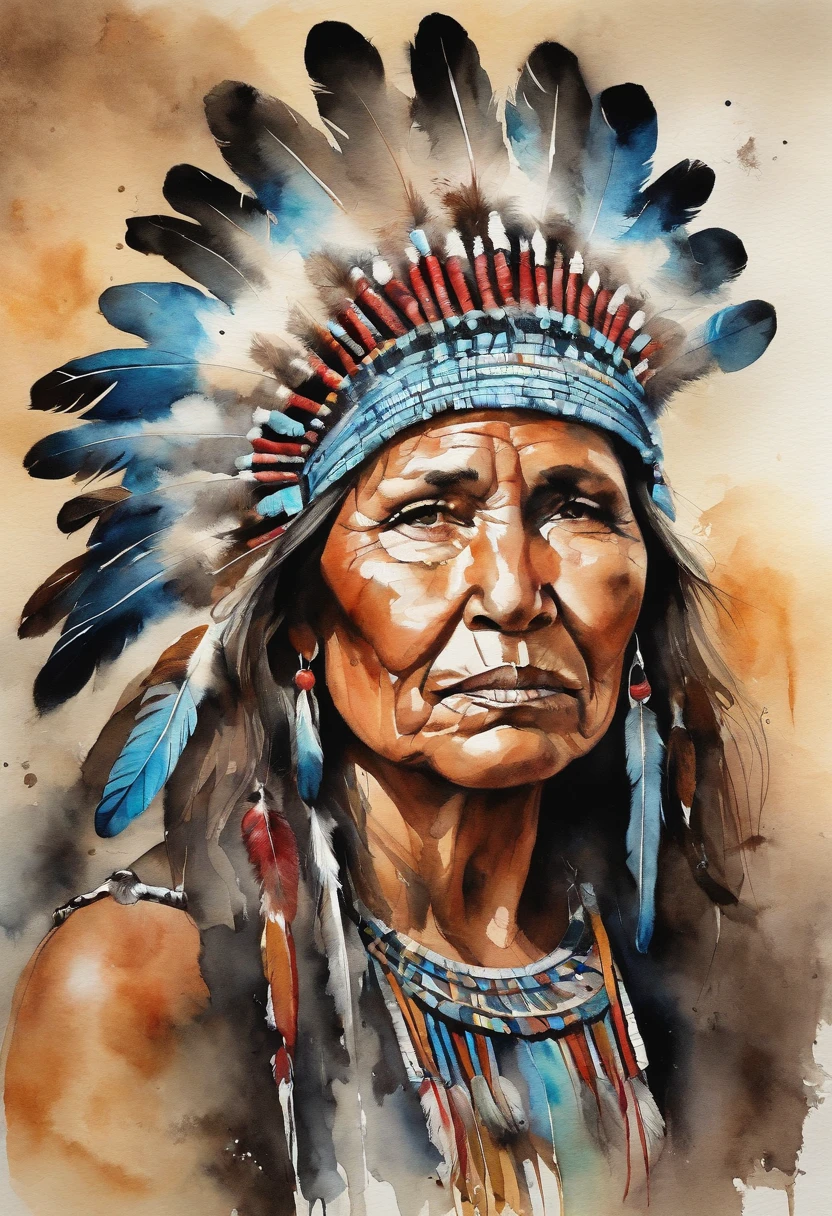 Native American beatuy, woman, designed by ppublish, feather, colors