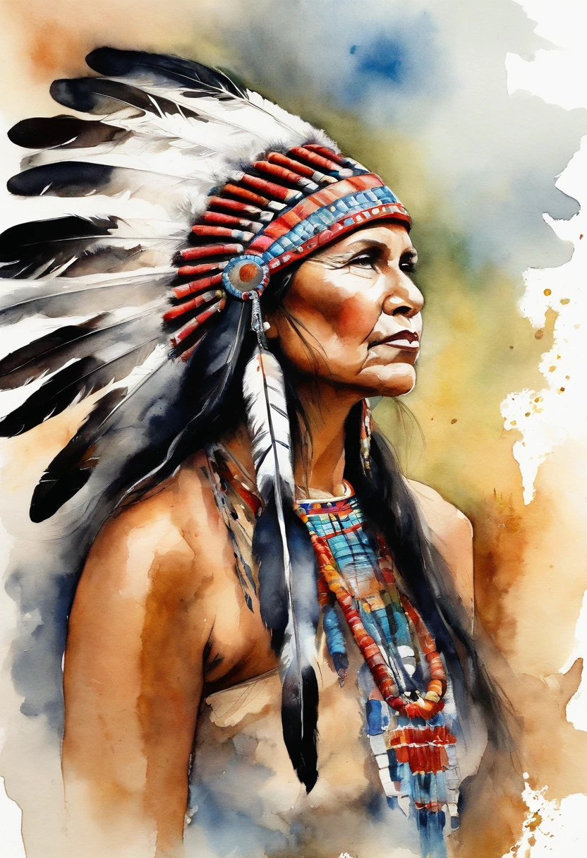 Native American beatuy, woman, designed by ppublish, feather, colors