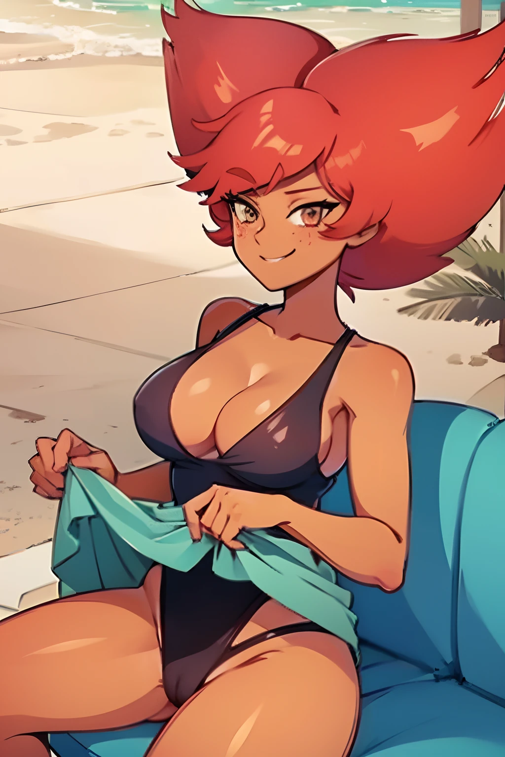 Sexy, Big beach, cute smile, marked pussy, red hair)