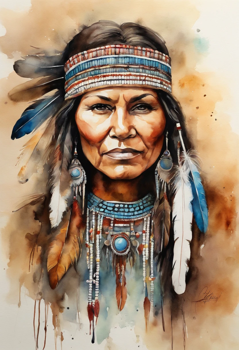 Native American beatuy, woman, designed by ppublish, feather, colors