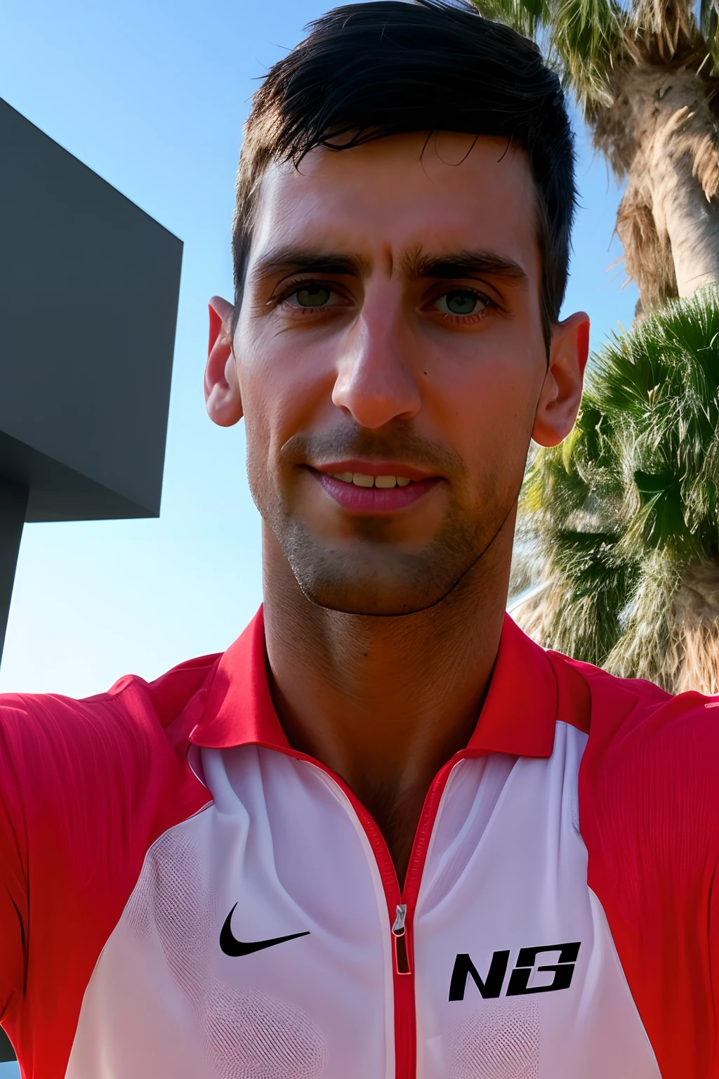 Novak djokovic, perfect face, detailed, speedo, hairy body, beard, light brown eyes, full body, attractive male, sensual pose, showing his feet 👣,