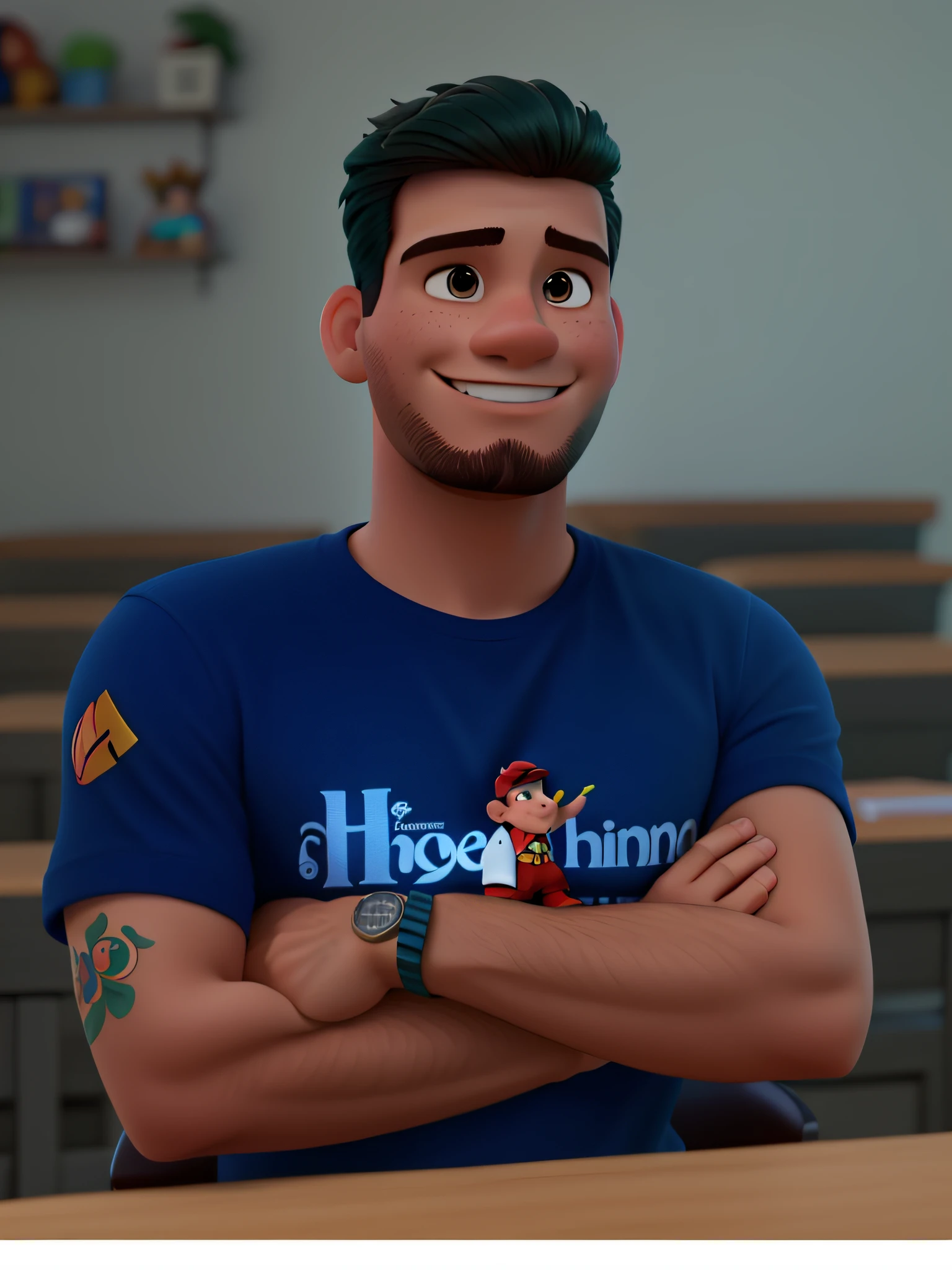 Um homem moreno, estilo Disney pixar, alta qualidade, melhor qualidade