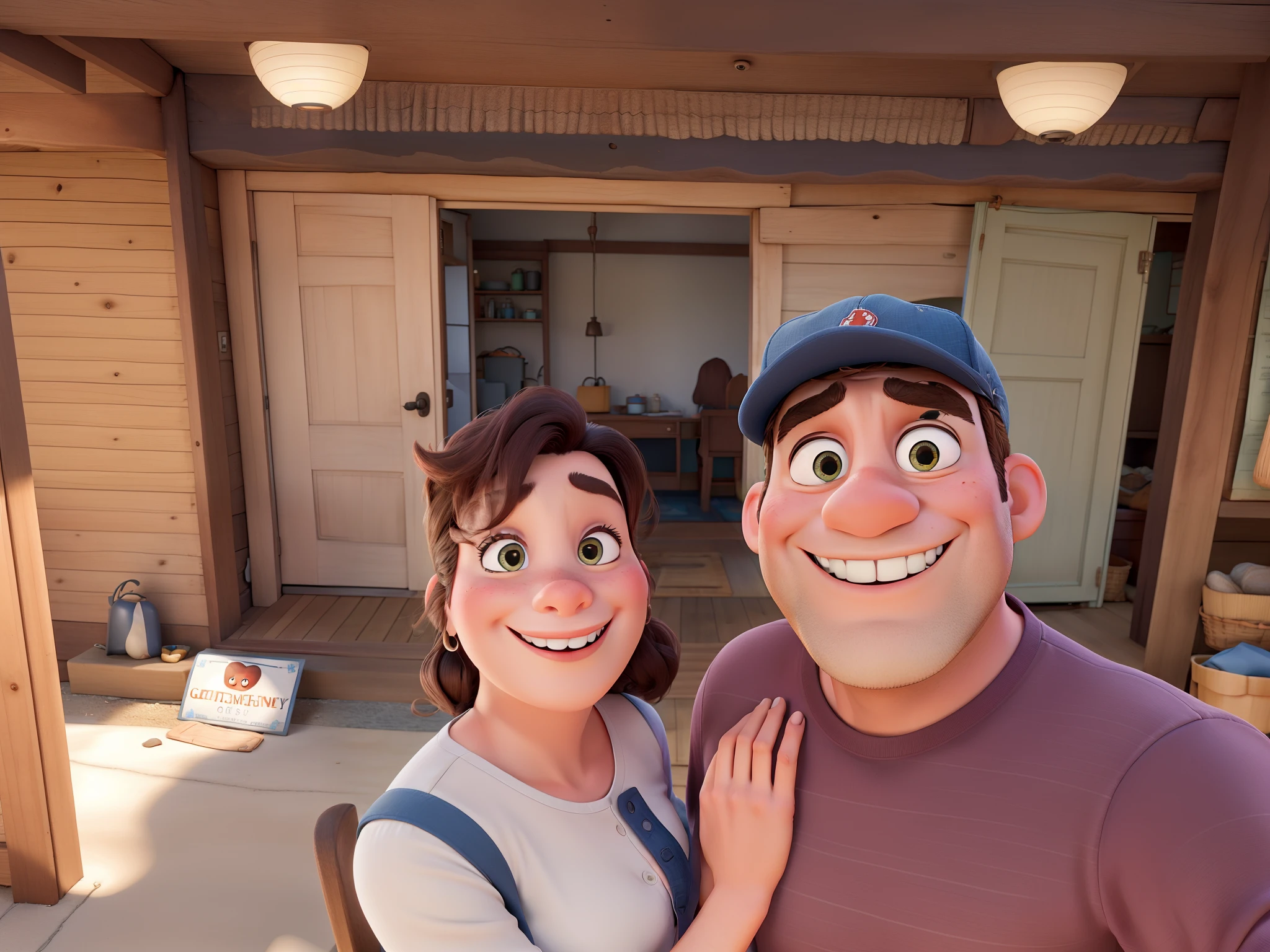 A couple in great quality and definition in the style of Disney pixar