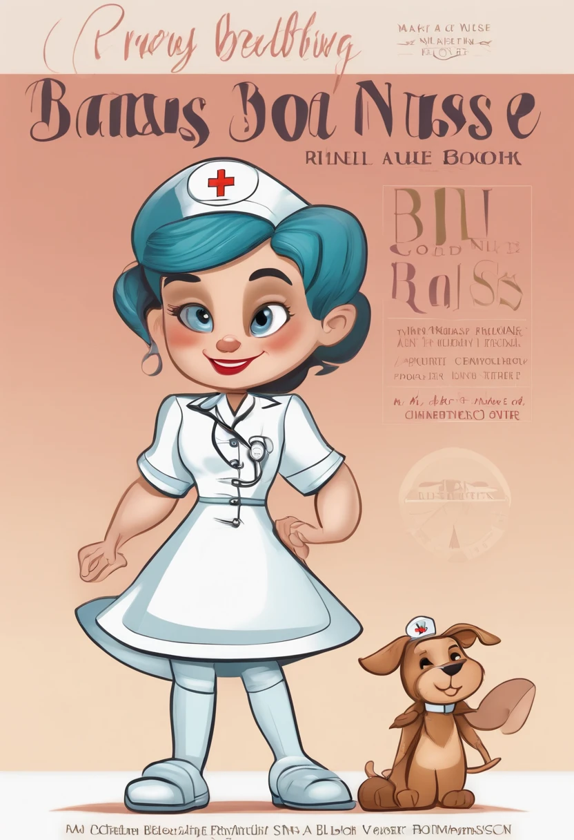 make a model sheet for a children's book featuring the cool nurse character
