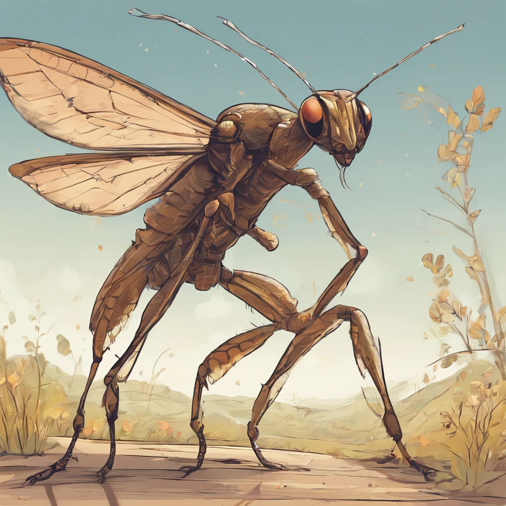 Anthropomorphic, Dancing locusts in the style of Disney animation are caught in their hands, flat, vectorised, 8K resolution, Masterpiece, and super detailed.