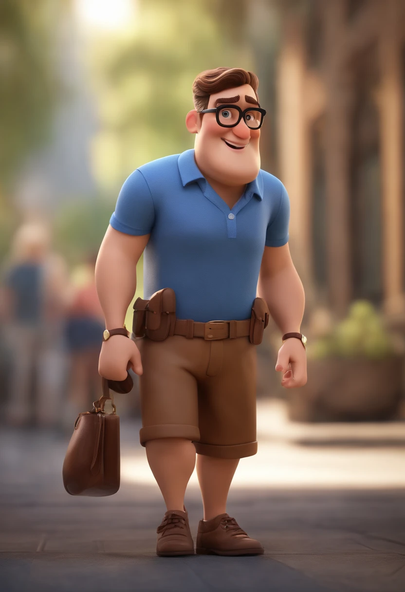 Cartoon character of a man with black glasses and a blue shirt, animation character, Caractere estilizado, animation style rendering, 3D estilizado, Arnold Maya render, 3 d render stylized, toon render keyshot, Personagem 3D, Personagem 3D, 3d rendering stylized, 3 d character render, personagem de desenho animado, Personagem de close up, Pose de personagem, (Estilo Pixar) (master part:1.2) (Bokeh) (best quality) (pele detalhada) (textura detalhada) (8k) (argila) (Cinematic lighting) (foco nítido
