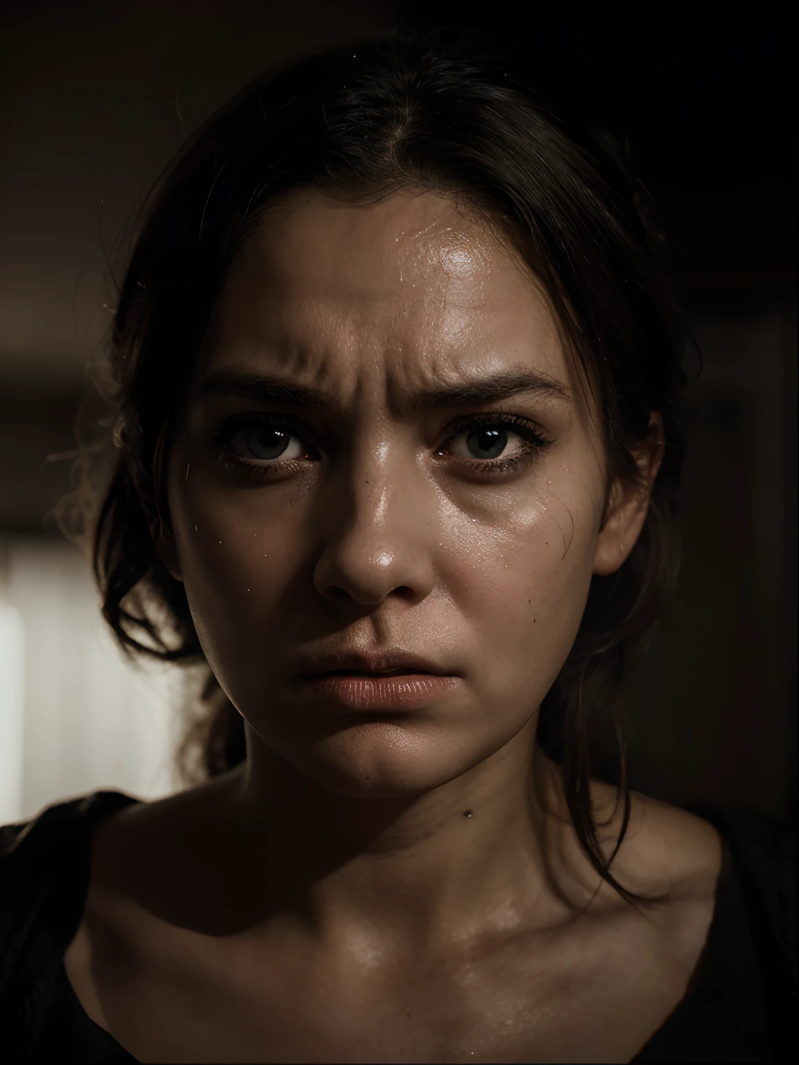 ```vbnet
(("Fearful Expression: Woman with a Frightened Face")) depicting a woman with a terrified expression, her face marked with fear and trepidation. Illustrate the scene with a close-up of the woman's face, capturing the wide eyes, furrowed brows, and trembling lips that convey her intense fear. Emphasize the raw emotion in her expression, depicting the vulnerability and distress she feels in the moment. Use an art style that enhances the intensity of her fear, focusing on capturing the depth of her emotions. Illuminate the scene with (((harsh, dramatic lighting))), casting stark shadows that emphasize the contours of her face and heighten the sense of fear. Create a visually striking and emotive representation, conveying the woman's overwhelming sense of fright and anxiety.
```