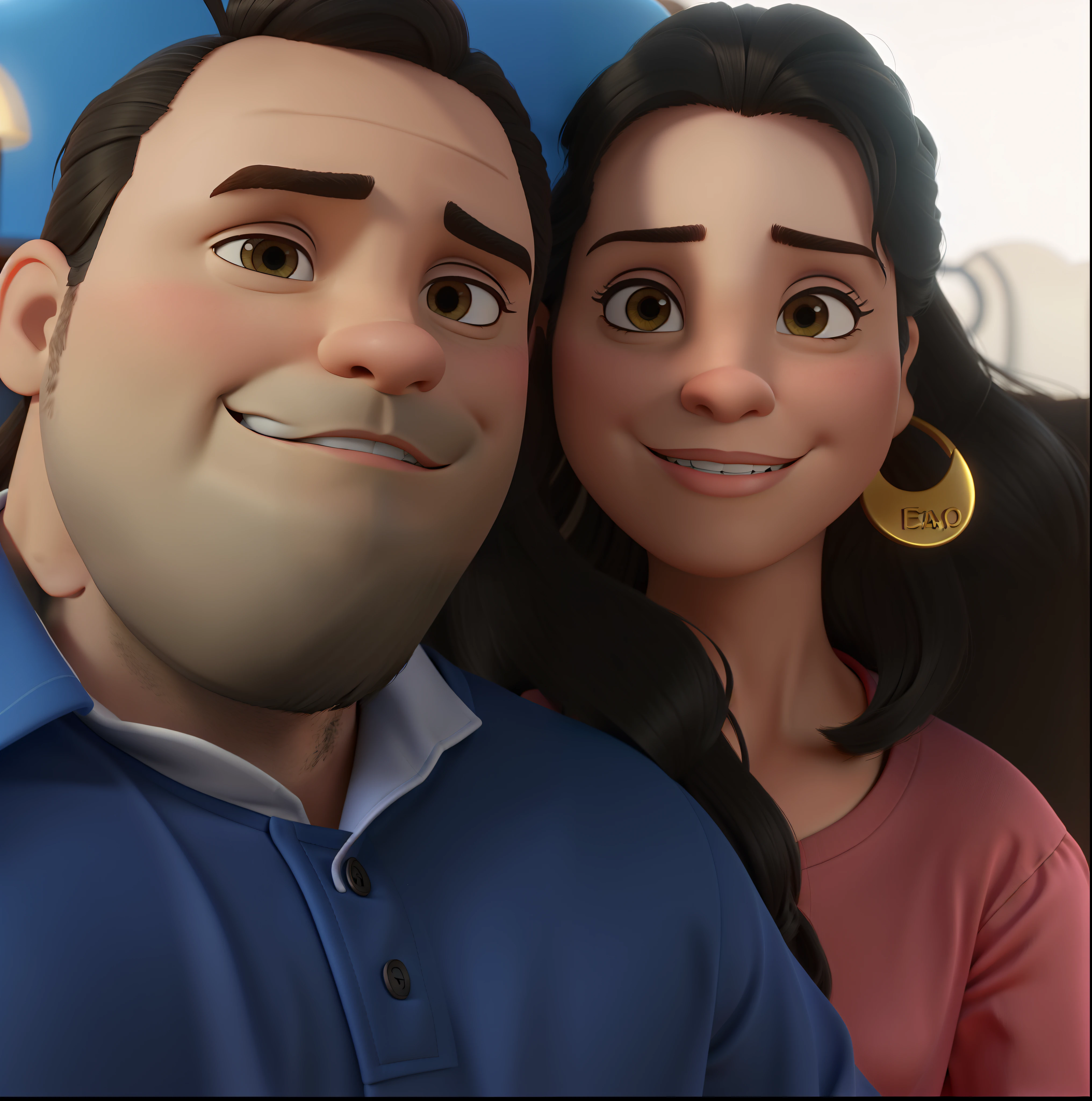 Casal estilo disney pixar melhor qualidade alta qualidade. Homem moreno cabelo comprido crespo barba e mulher loira olhos azuis cabelos longos lisos