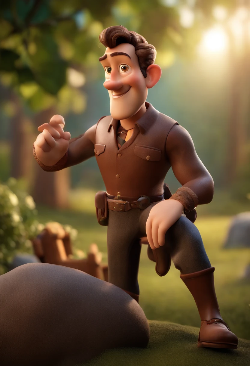 personagem dos desenhos animados de um homem vestindo uma camiseta preta, animation character, Caractere estilizado, animation style rendering, 3D estilizado, Arnold Maya render, 3 d render stylized, toon render keyshot, Personagem 3D, Personagem 3D, 3d rendering stylized, 3 d character render, personagem de desenho animado, Personagem de close up, Pose de personagem,  (Estilo Pixar) (master part:1.2) (Bokeh) (best quality) (pele detalhada) (textura detalhada) (8k) (argila) (Cinematic lighting) (foco nítido