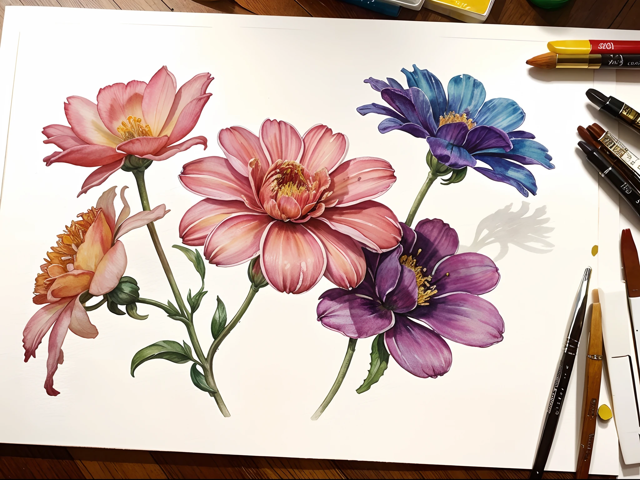 Floral: Watercolor floral paintings showcase the vibrant colors and delicate details of flowers and plants.