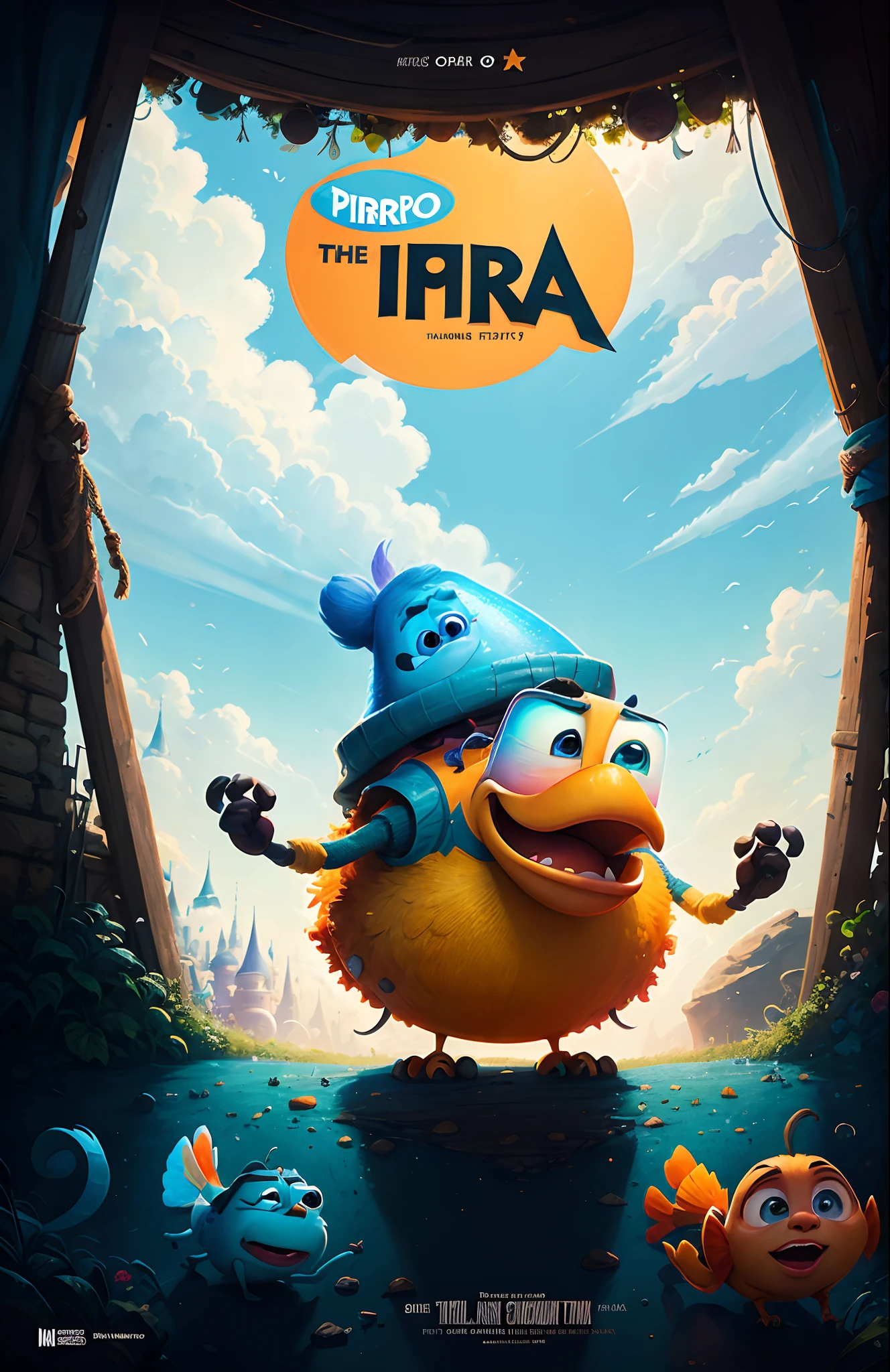 a Disney pixar-inspired movie poster with title "....". Featuring in the poster a image of .... the scene should be in the distinct digital art style of pixar, with a focus on character expressions, vibrant colors and detailed textures that are characteristic of their animations.