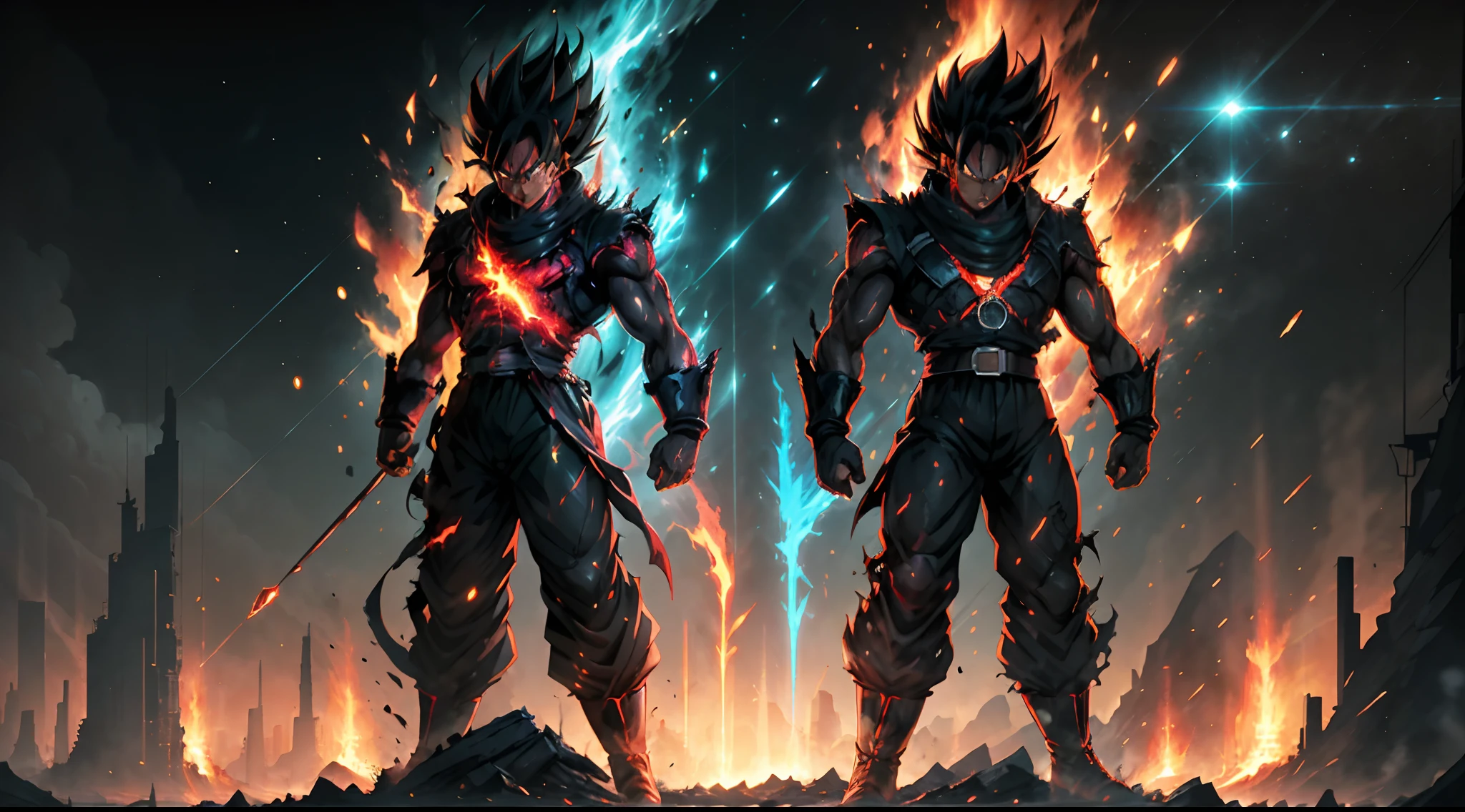 Black demon god with handsome face, glowing red eyes, transformed state mode, extreme instinct, epic anime about energy man, fire, lava, anime epic artwork, concept art Dragon Ball Universe concept, manga 8k wallpaper, detailed digital anime art, advanced digital anime art, detailed anime artwork, 8k badass anime