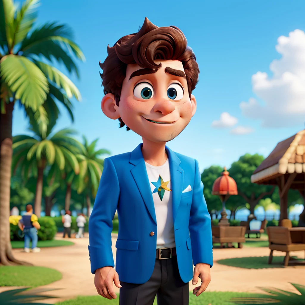 tmasterpiece,a melhor qualidade,Um homem com olhos,head shoot,estilo disney,Standing in the park,Muitos detalhes no rosto