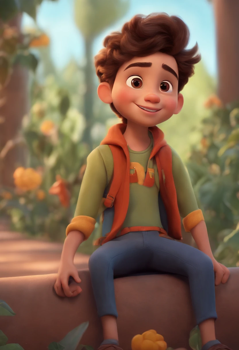 Image of a boy for a story in a YouTube video in Pixar format, He's the  allabester, He's the class leader, He's outgoing, Playful and gets up for a lot of things