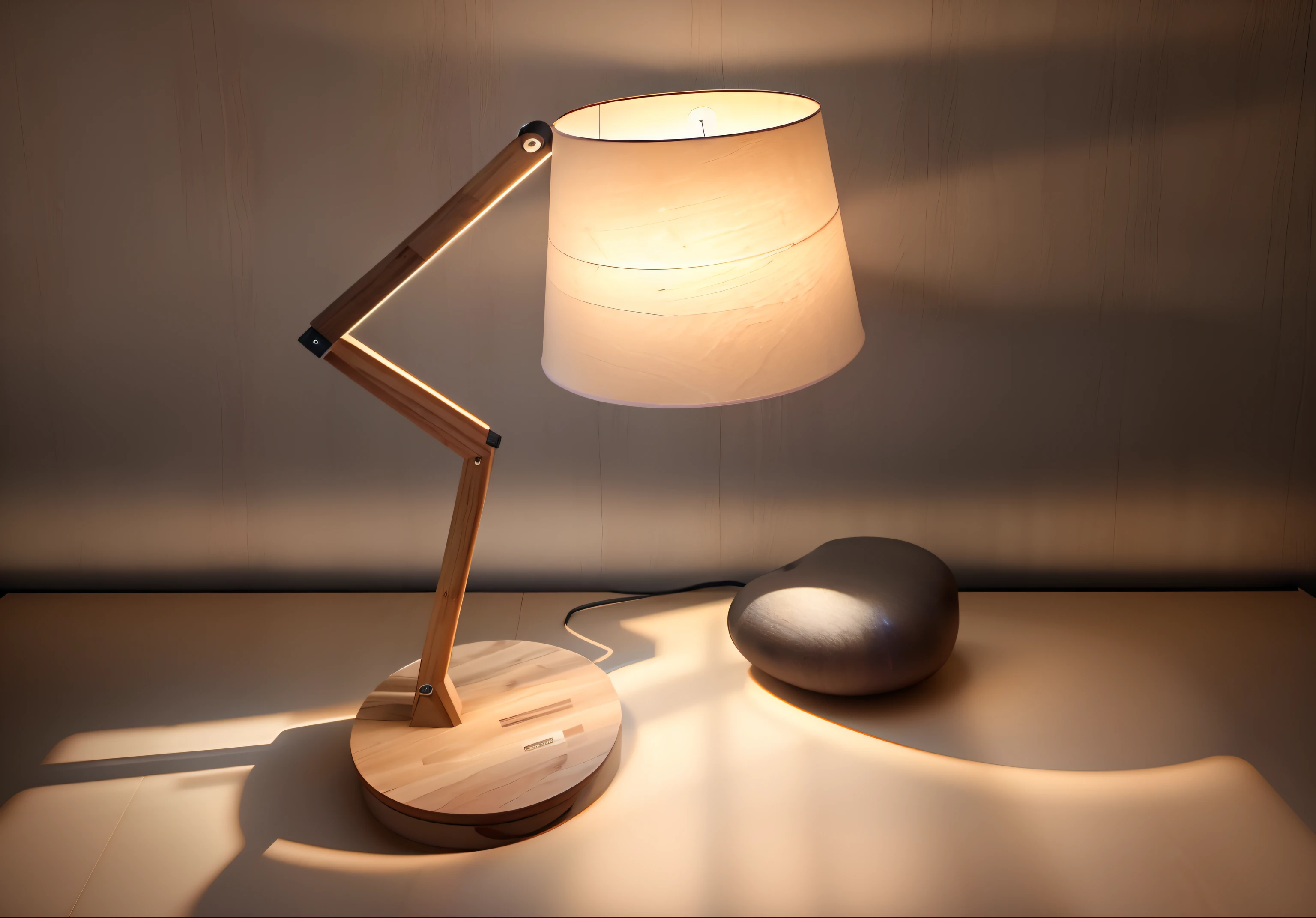 there is a wooden lamp that is on a table, lamp, wood, light lighting side view, lamp ( ( ( gym ) ) ) ), depicted as a 3 d render, one single lamp, 3 d model, 3d model, famous designer lamp, 3 d render even lit, well lit 3 d render, wooden, table light, bamboo, lamps